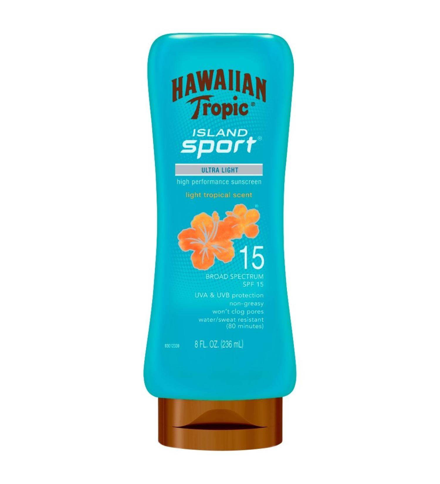 Hawaiian Tropic Sunscreen Island Sport Broad Spectrum Sun Care Sunscreen Lotion - SPF 15 8 Ounce