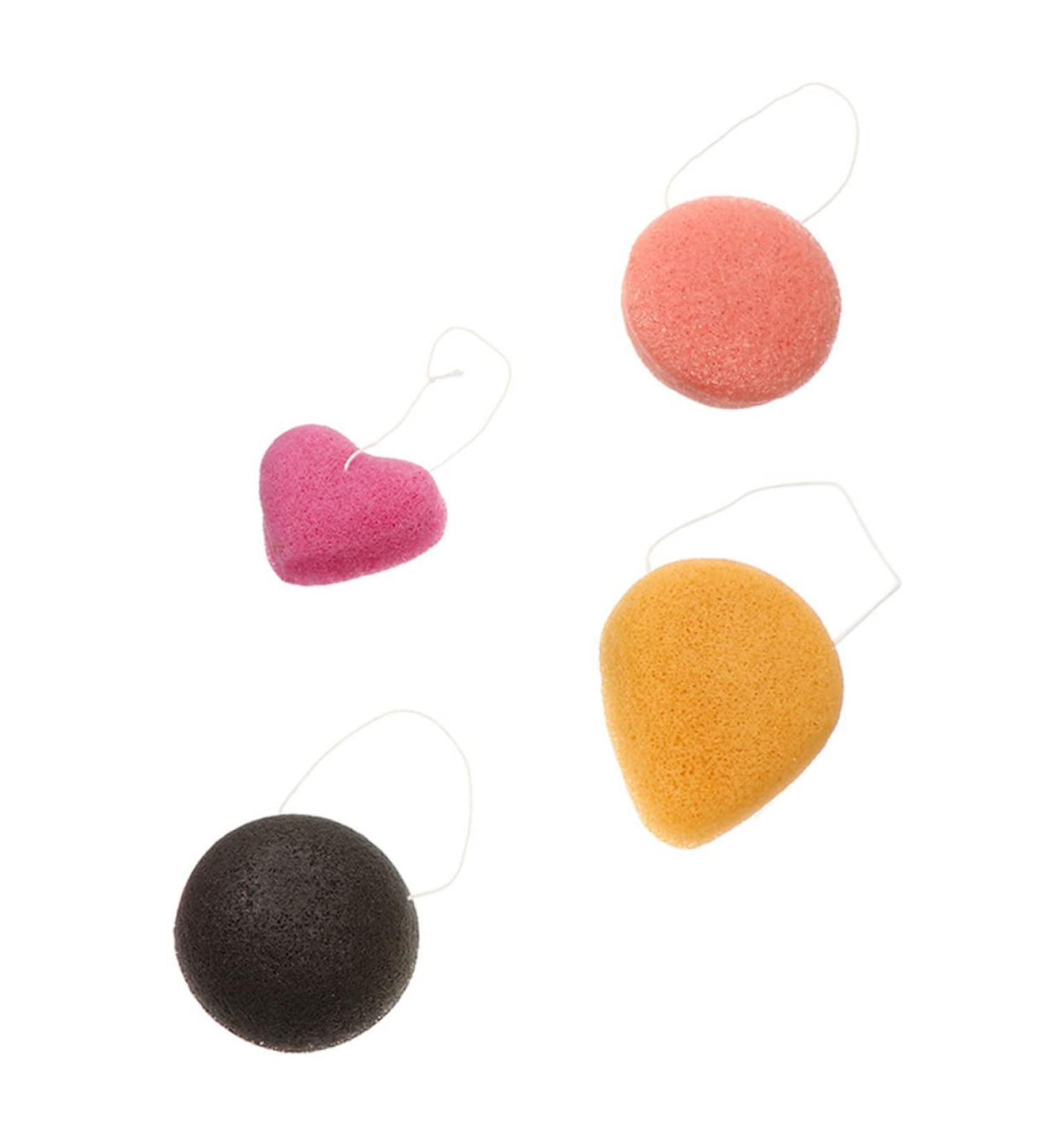 Beaupretty 4pcs Konjac Sponge Set - Exfoliating Face & Body Cleansing Sponges for Makeup & Skincare | Natural Heart-Shaped Beauty Tools - Buy Online on GoSupps.com