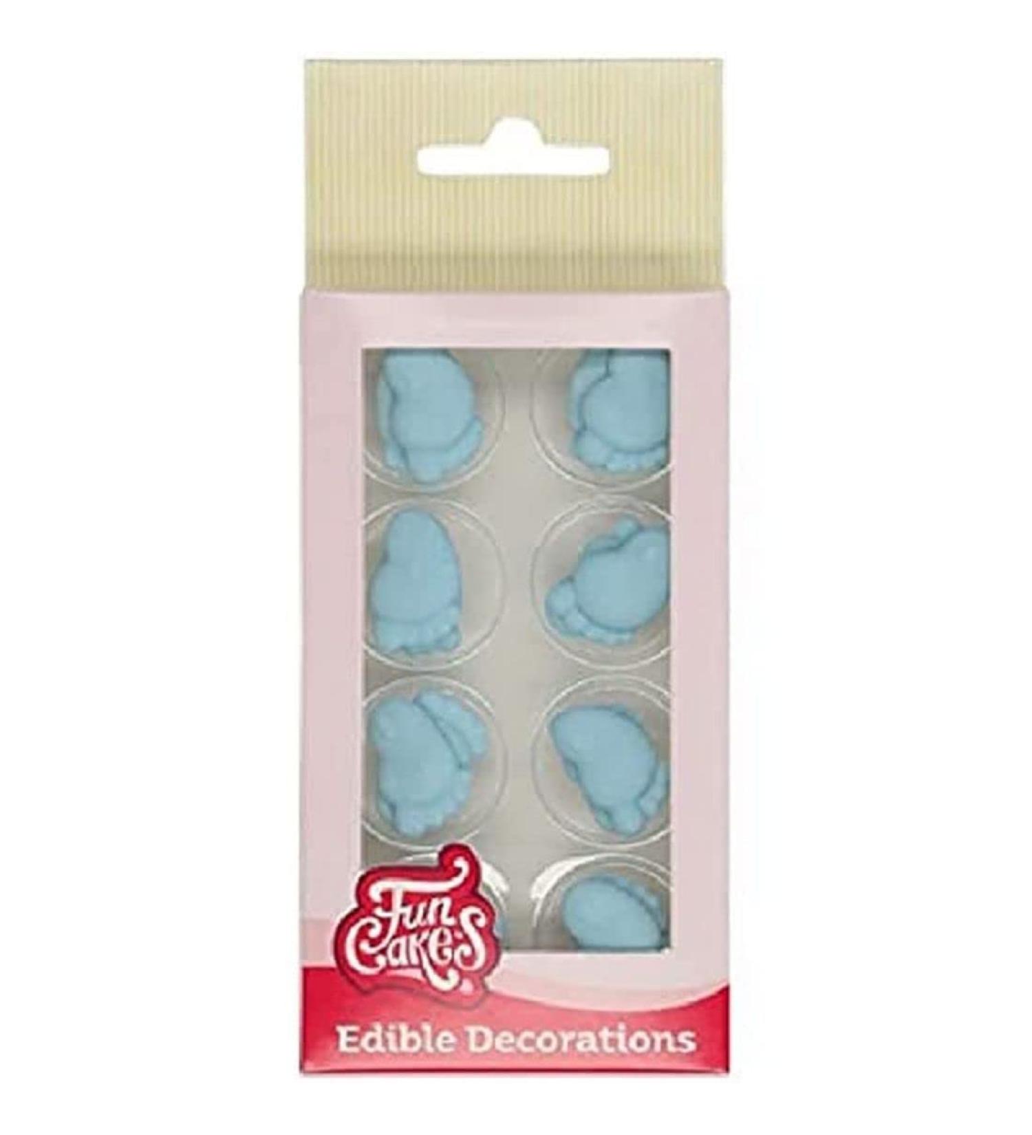 FunCakes Sugar Decorations Baby Feet Blue: Ready to Use for Cake Decoration Perfect for Babyshower Cupcakes Muffins and more Glutenfree certified Set/16