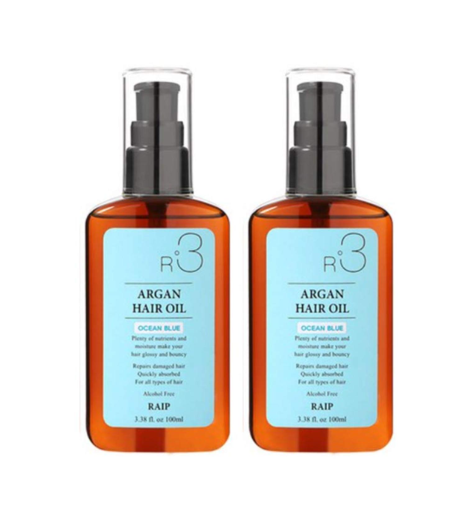 RAIP R3 Argan Hair Oil 100ml - Alcohol-Free Formula for All Hair Types (Ocean Blue) - Buy Online on GoSupps.com