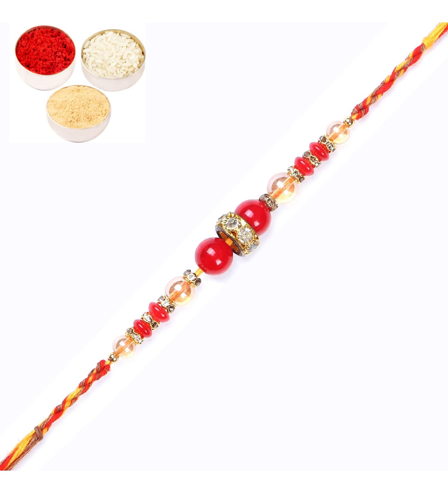 Ghasitaram Gifts Rakhi for Brother Rakhis Online - 265 Fancy Thread Rakhi Single Rakhi Only - Buy Online on GoSupps.com