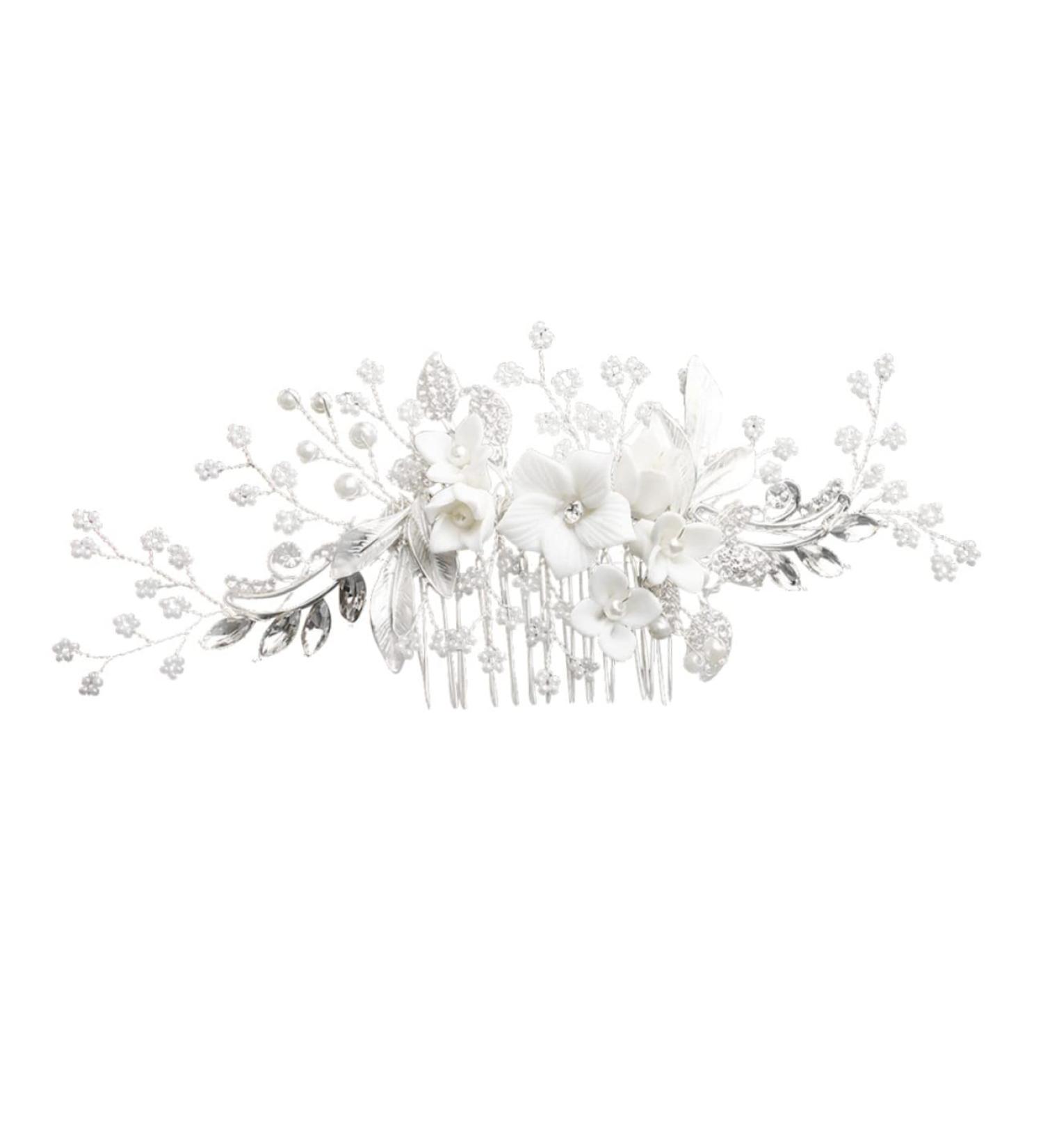 Beaupretty Women Hair Comb for women womens for hair crystal headpiece pearl rhinestone hair clips silver floral hair rhinestone hair s for women Floral Headdress Women Hair Crystal - Buy Online on GoSupps.com