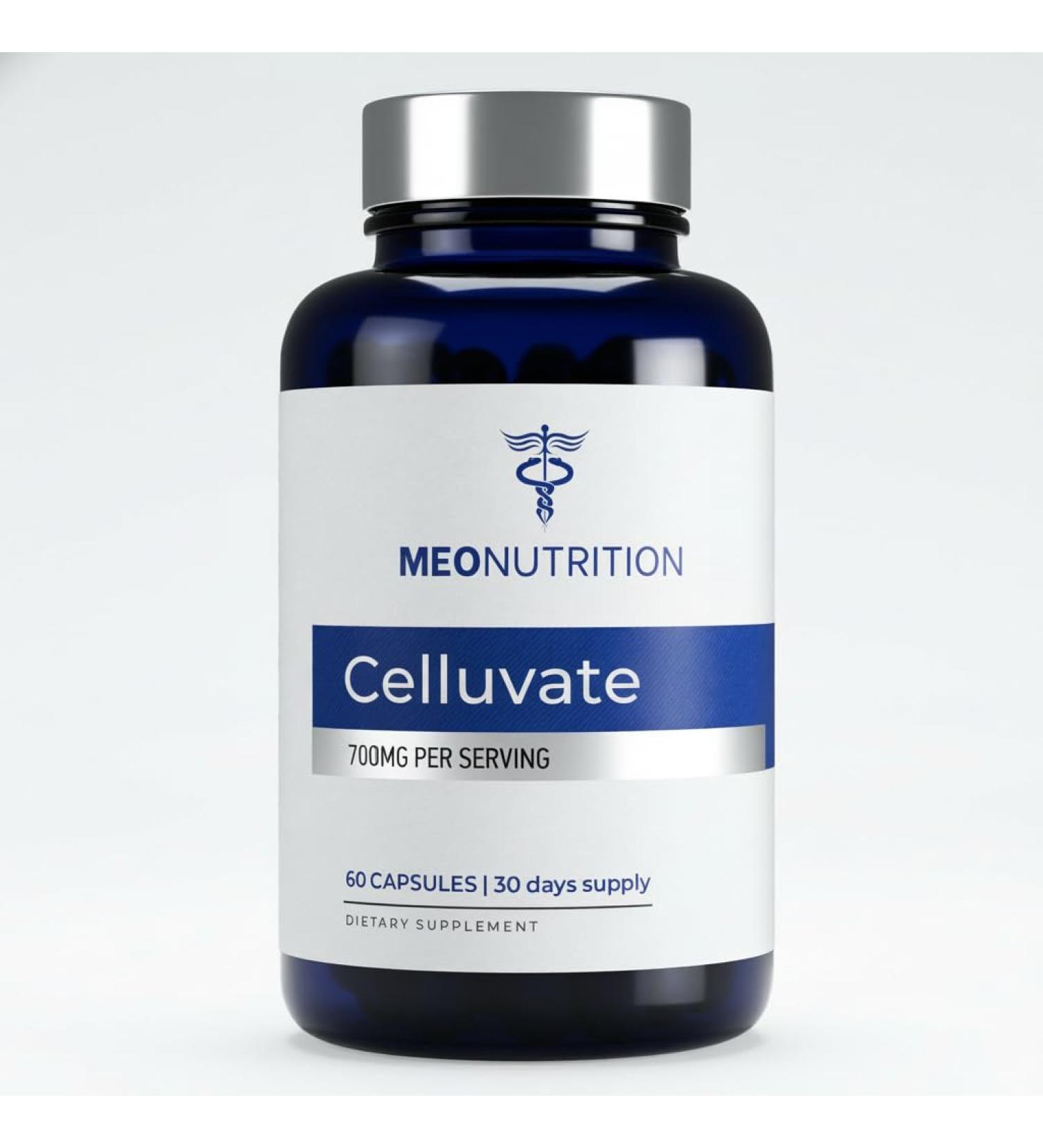 Meo Nutrition Celluvate Capsules 500mg - Nicotinamide Riboside Chloride Supplement for Healthy Cellular Health and Energy Support* - Made in USA Vegan Non-GMO - 60 Capsules