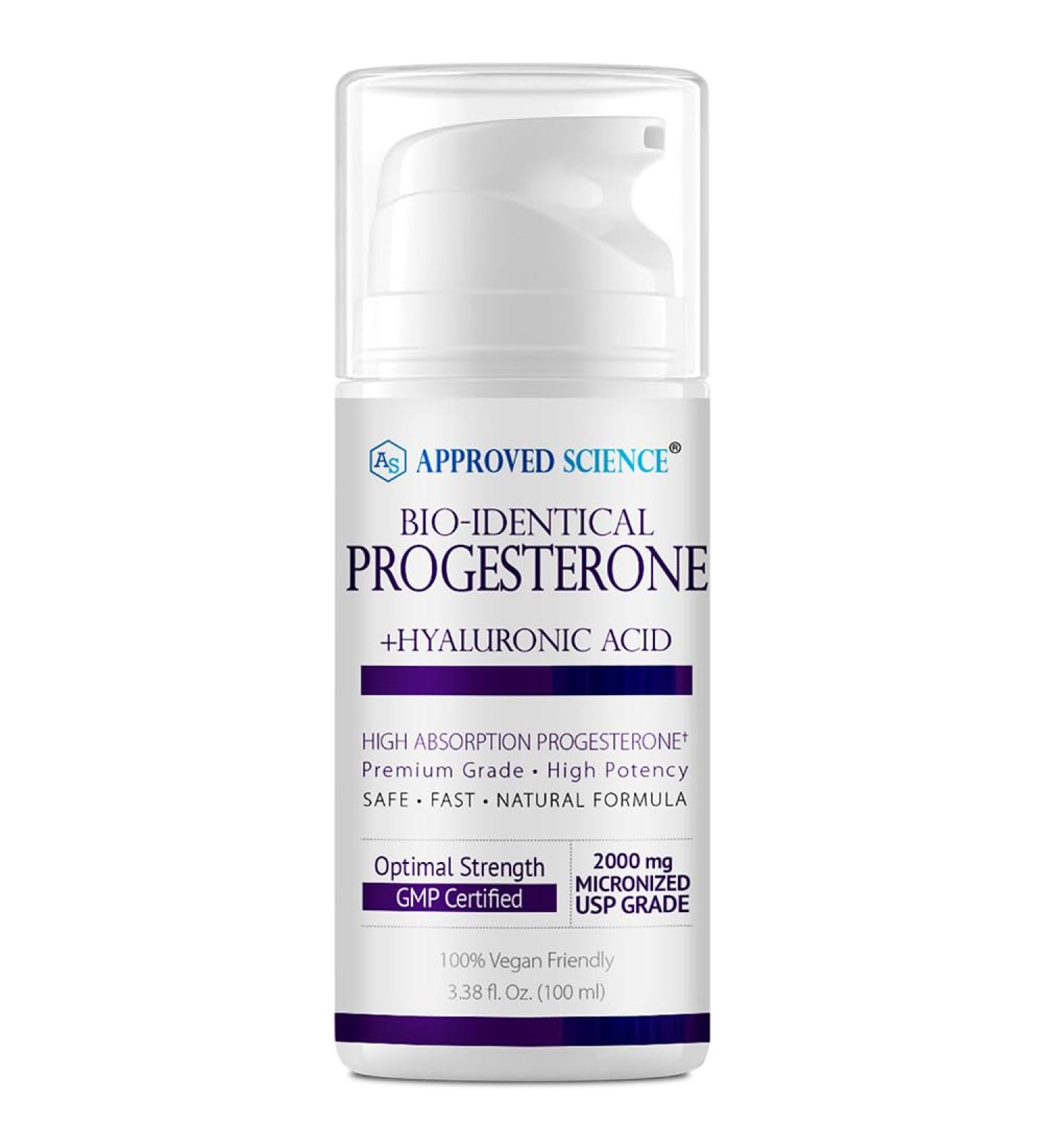 Approved Science Progesterone Cream - Bio-Identical USP Grade - Vegan 20mg with Hyaluronic Acid & ProVitamin B5 - 3.38 fl oz (100ml) - No Artificial Fragrances - Global Shipping - Buy Online on GoSupps.com