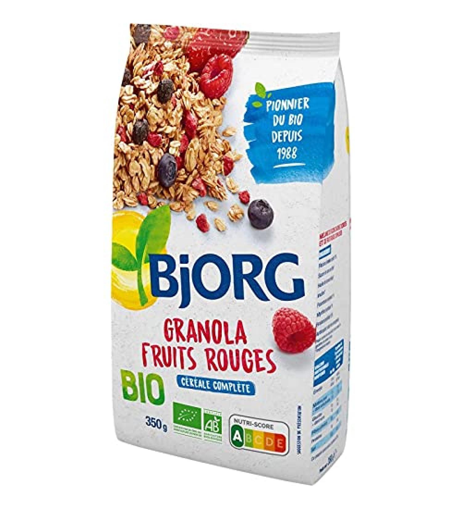 Savourez le granola fruits rouges bio BJJORG. 350g une collation saine et gourmande au petit-d jeuner- Lot De 3