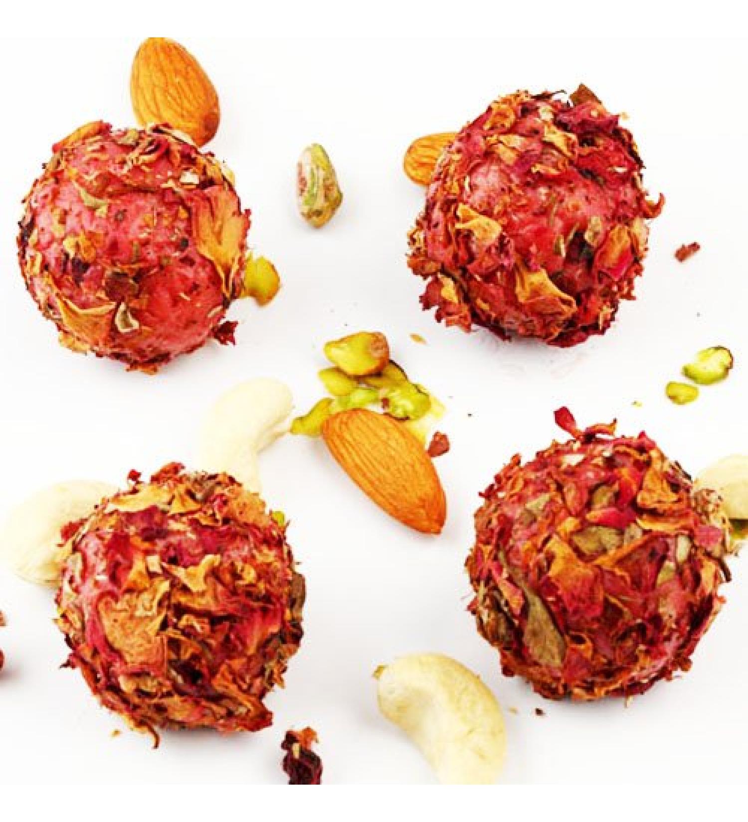 Ghasitaram Gifts Indian Sweets - Sweets Sugarfree Rose Petal Strawberry Balls 200 Gms (200gms) - Buy Online on GoSupps.com