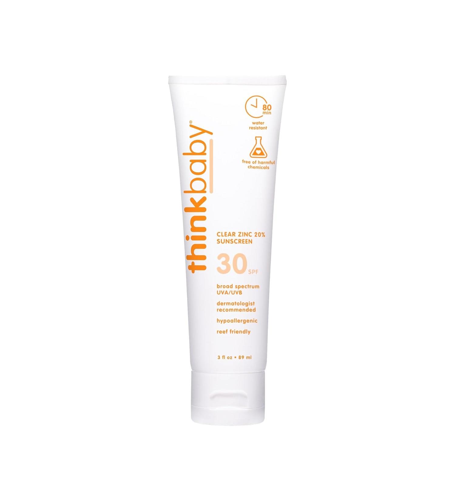 Thinkbaby Mineral Sunscreen SPF 30 Clear Zinc Oxide Baby Sunscreen - 3 Fl Oz. - Buy Online on GoSupps.com