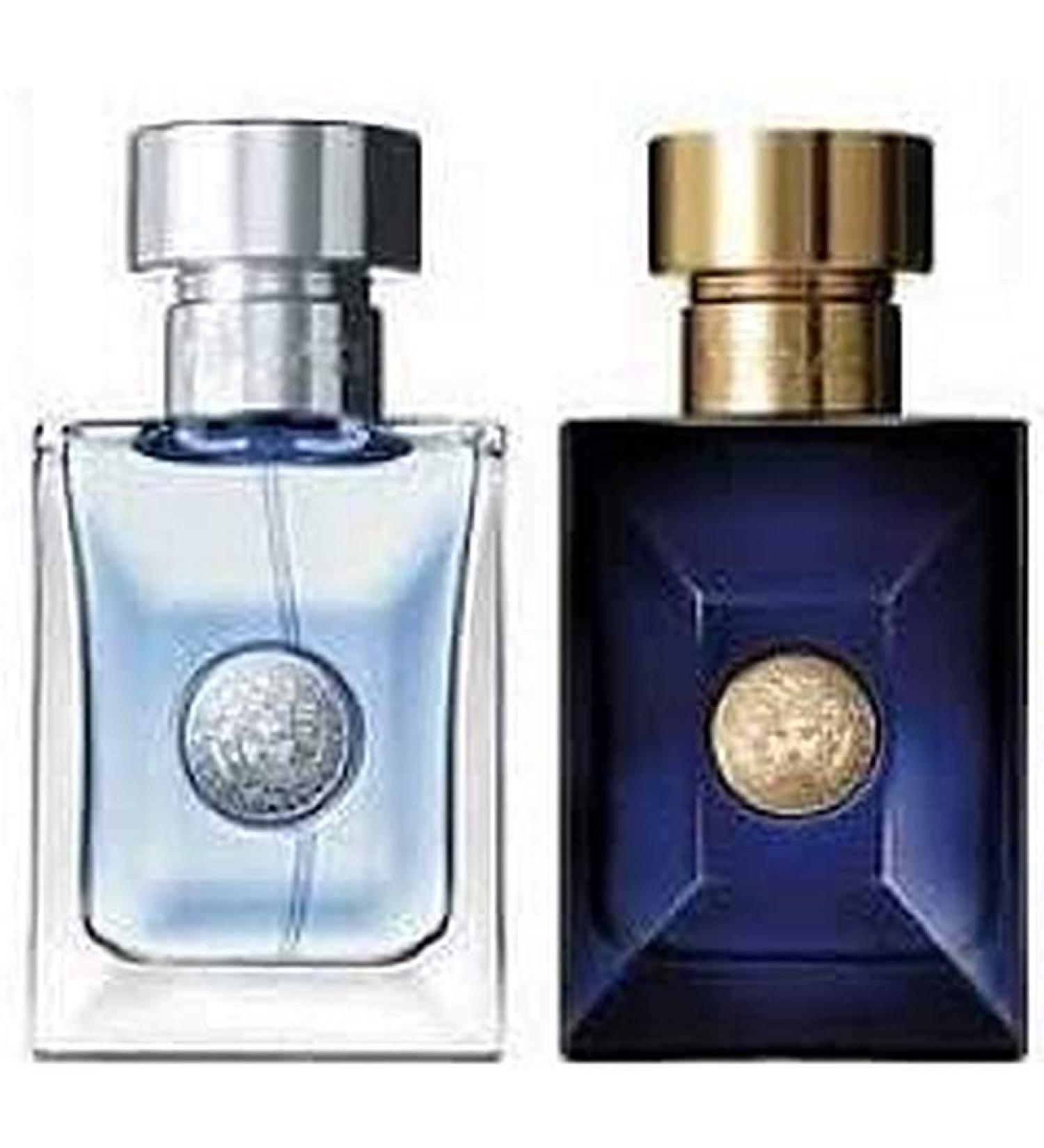 Versace Dylan Blue Man Eau de Toilette Spray 1 Ounce and Pour Homme Eau de Toilette Spray 1 Ounce 2-Piece Travel Set for Men