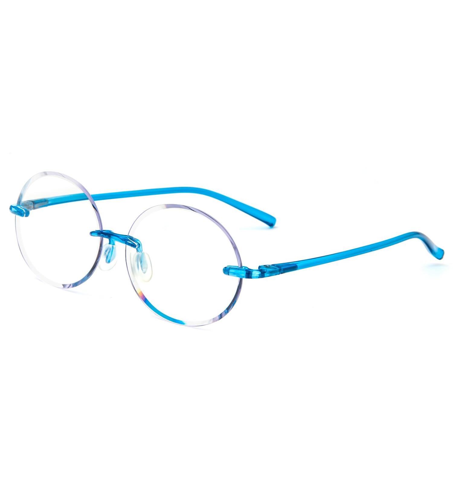 KoKoBin Ultralight Rimless Round Reading Glasses for Men & Women | Fashion Computer Glasses (Blue 2.5 Diopters) - Lightweight Stylish Eyewear - Buy Online on GoSupps.com