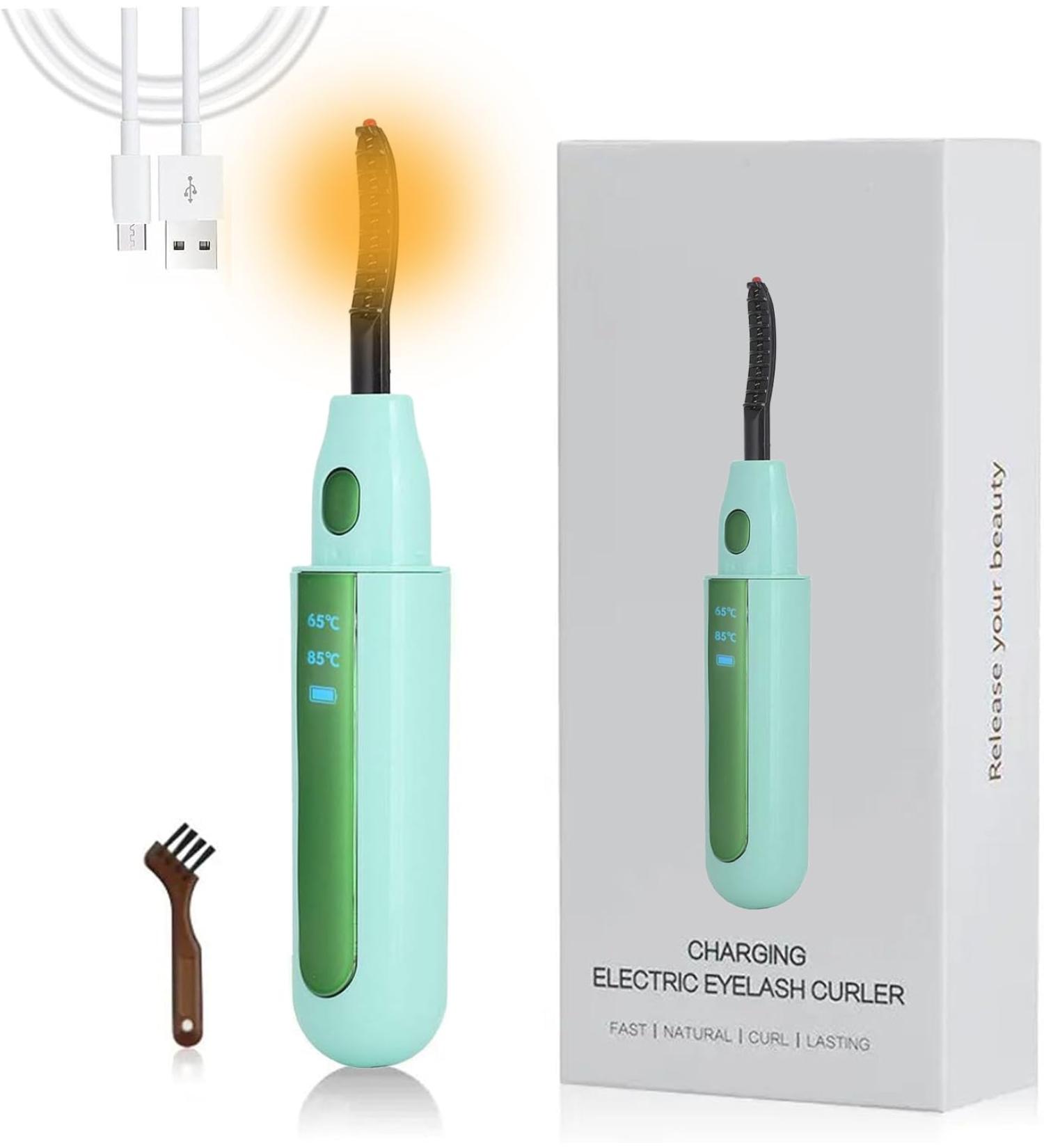 Heated Eyelash Curler USB Rechargeable Eyelash Curler 2 Gear Temperature Control with LED Display Mini Lash Curler for Women Girls Quick Heating Curling (Green) - Buy Online on GoSupps.com
