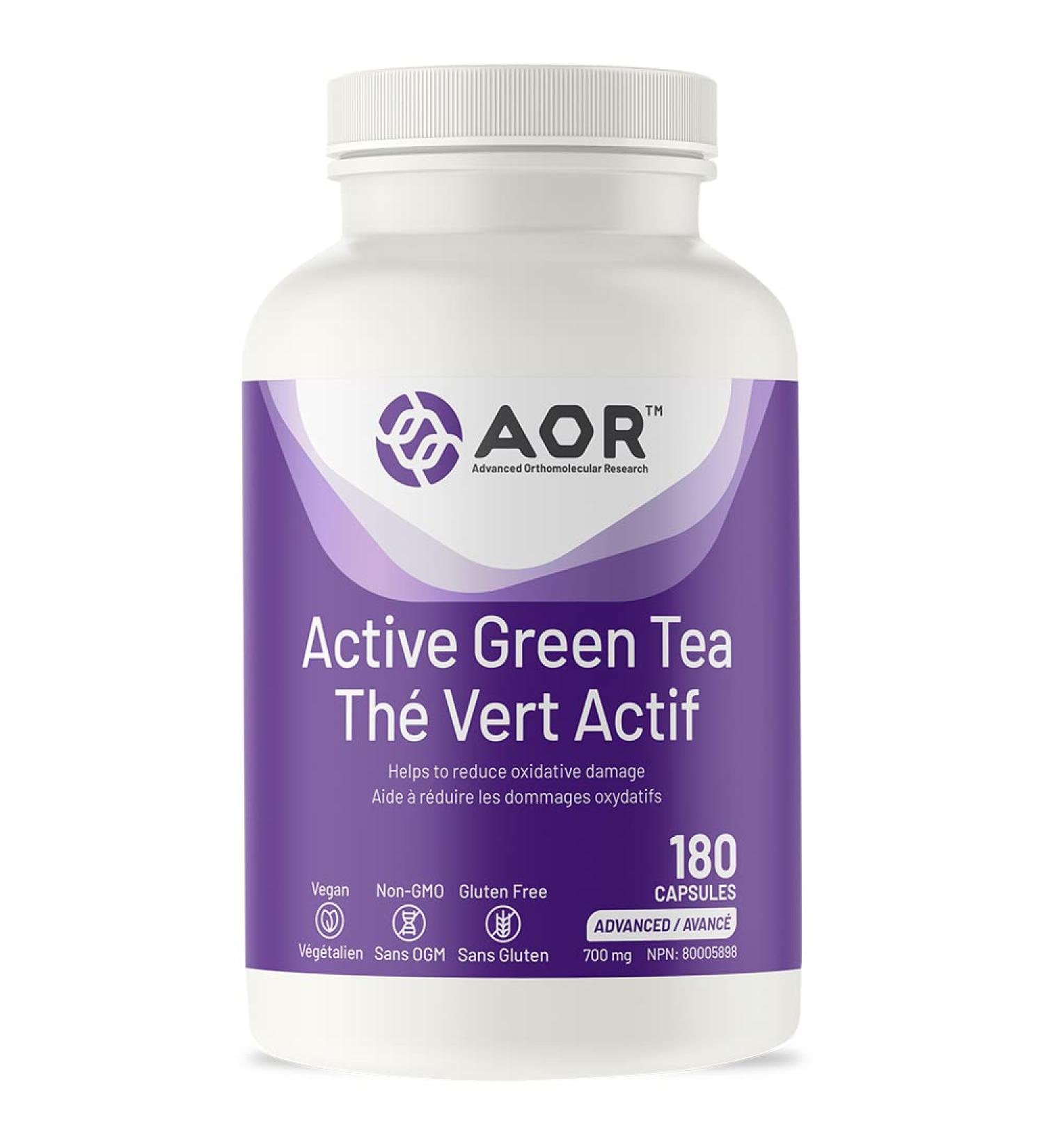 AOR - Active Green Tea 180 Capsules - Helps to Reduce Oxidative Damage - Green Tea Catechins Help Protect Plasma and Lipoproteins from Oxidative Damage by Increasing Blood Antioxidant Capacity - Buy Online on GoSupps.com