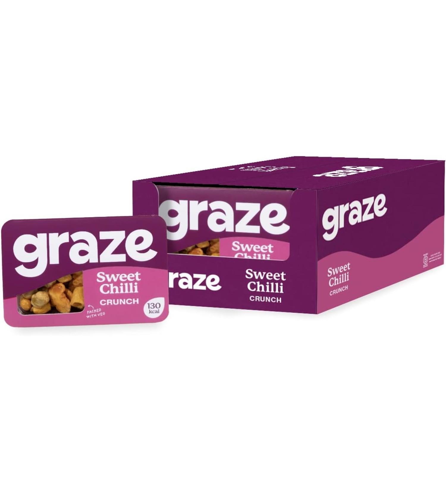 GRAZE Sweet Chilli Crunch Snacks Healthy Snacks Alternative for Crisps Mixed Nuts & Pretzels Ideal if you Love Corn Vegan Snacks - Sweet Chilly - Pack Of 9 - Buy Online on GoSupps.com