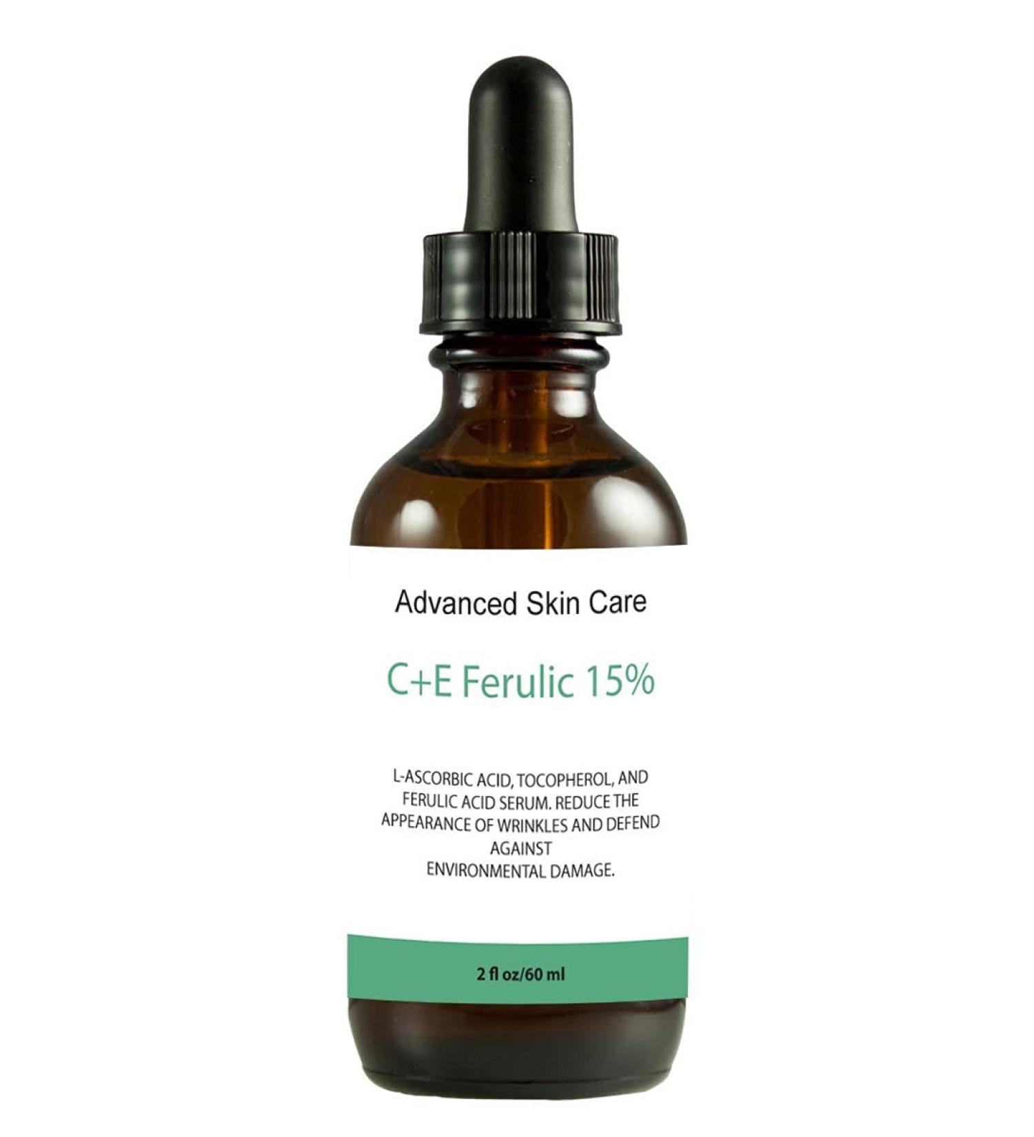 CE ferulic serum(Compare to Skin Ceut.) Large 2-oz bottle with 15% L ascorbic Acid (Vitamin C) 1% Alpha tocopherol vitamin E and .5% Ferulic Acid