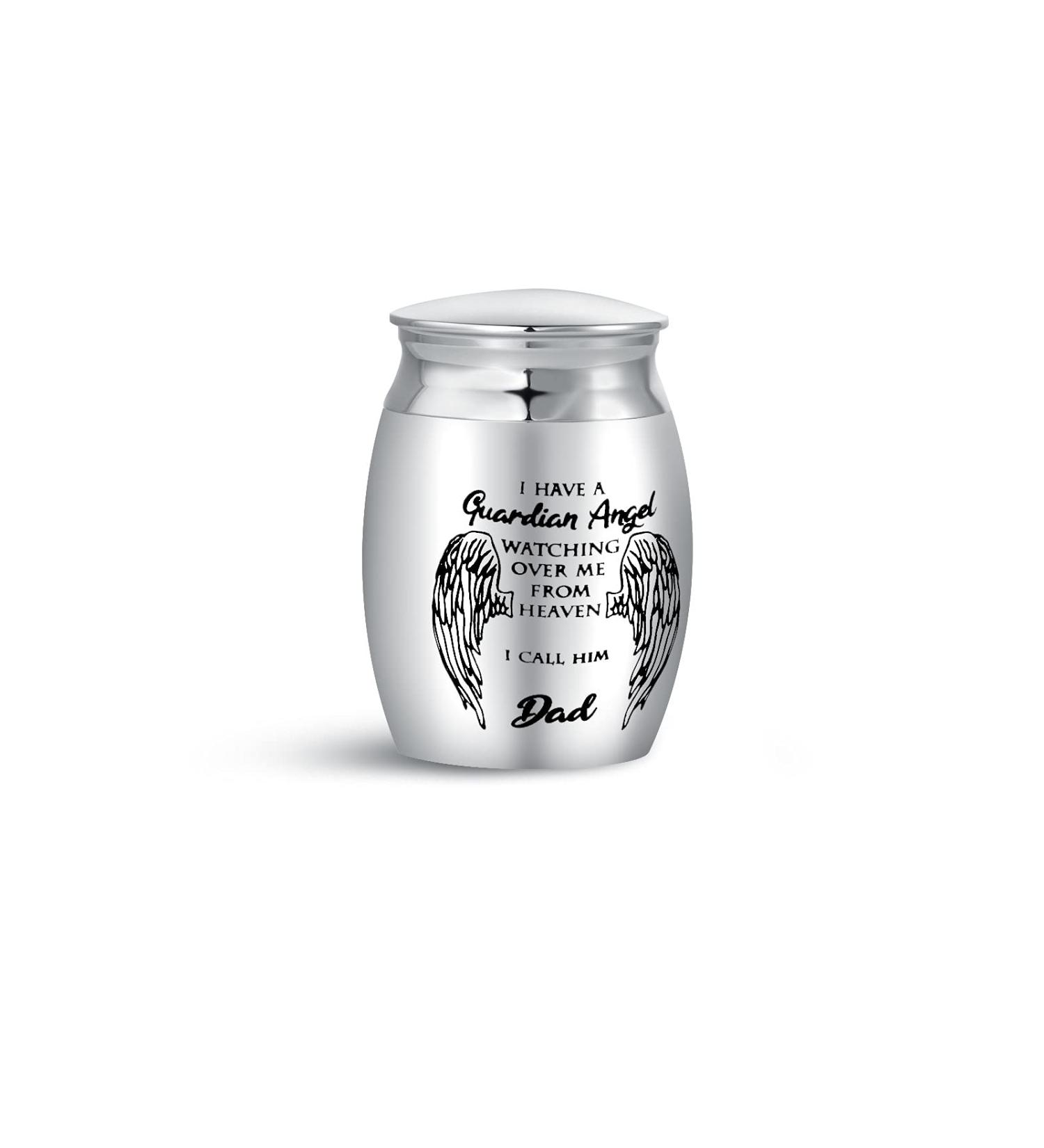 KunBead Jewelry Women Men Small Mini Urn for Ashes Guardian Angel Wing Dad Family Human Cremation Memorial Keepsake - Buy Online on GoSupps.com