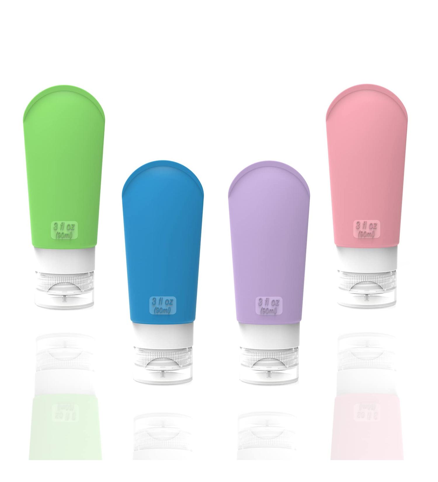 Mixnon Silicone Travel Bottles - 4 Pack 90ml - Ideal for Shampoo Conditioner Cream & Personal Care | Travel Organizer - Buy Online on GoSupps.com