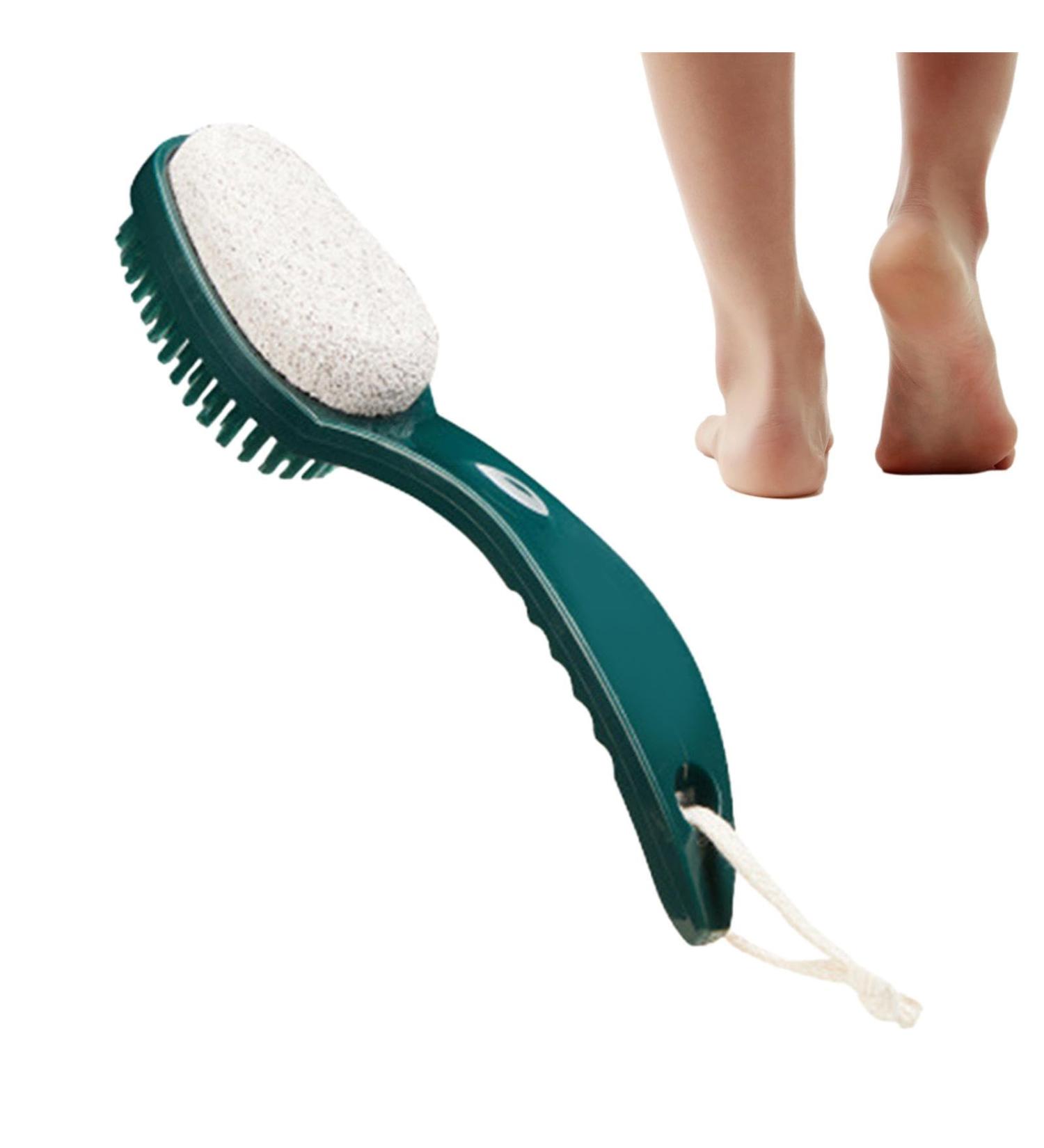 Foot Brush and Pumice Stone | 2 in 1 Multifunctional Foot Brush - Gentle Pumice Stone for Feet Comfortable Bathroom Accessories for Men and Women Green - Buy Online on GoSupps.com