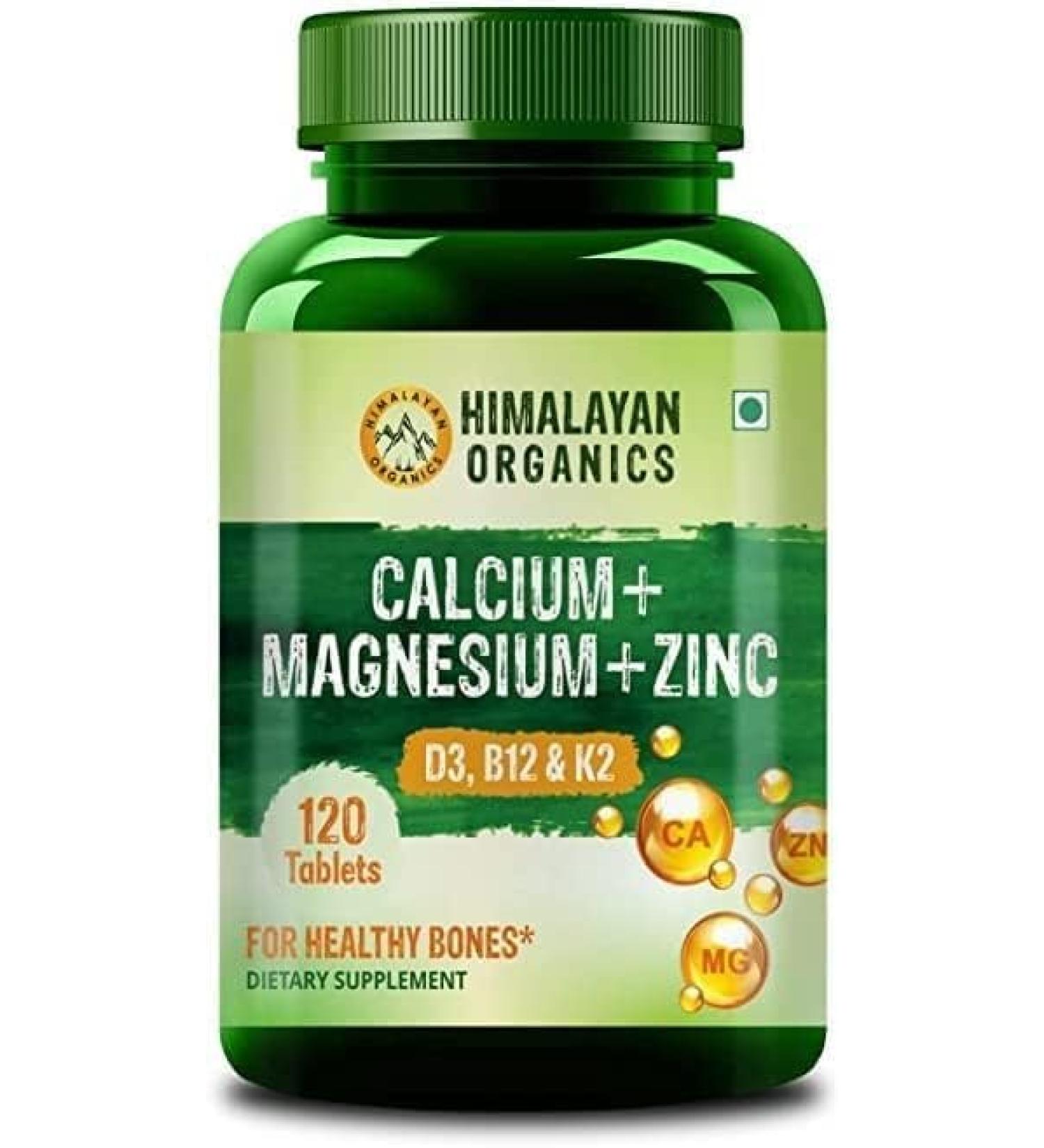 TJ Organics Calcium Magnesium Zinc Vitamin D3 & B12 120 Vegetarian Tablets - Buy Online on GoSupps.com