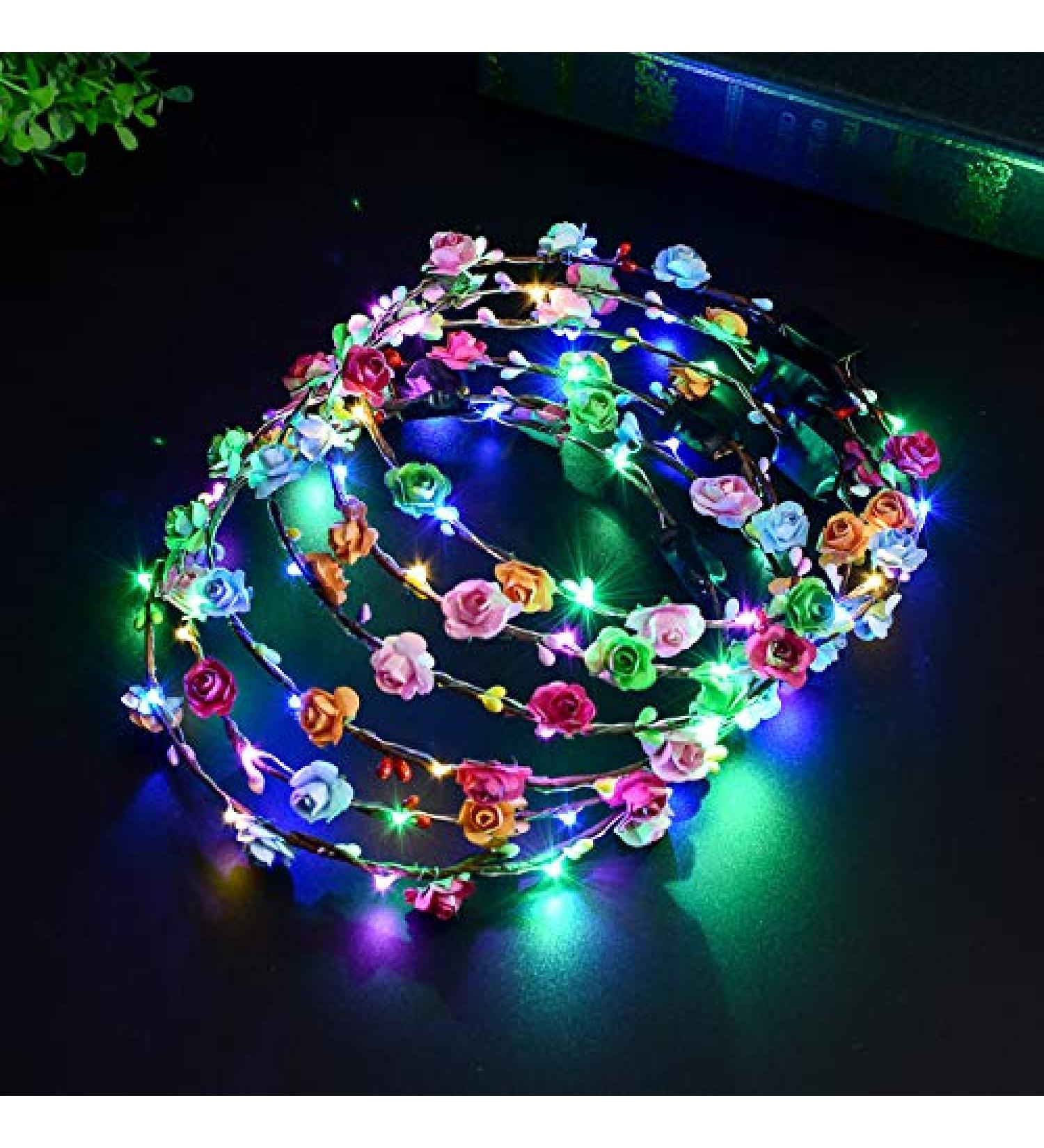 Frmarche 5pcs LED Flower Flashing Crown Hair Garland - Luminous Light for Girls - Random Colors - International Shipping - Buy Online on GoSupps.com