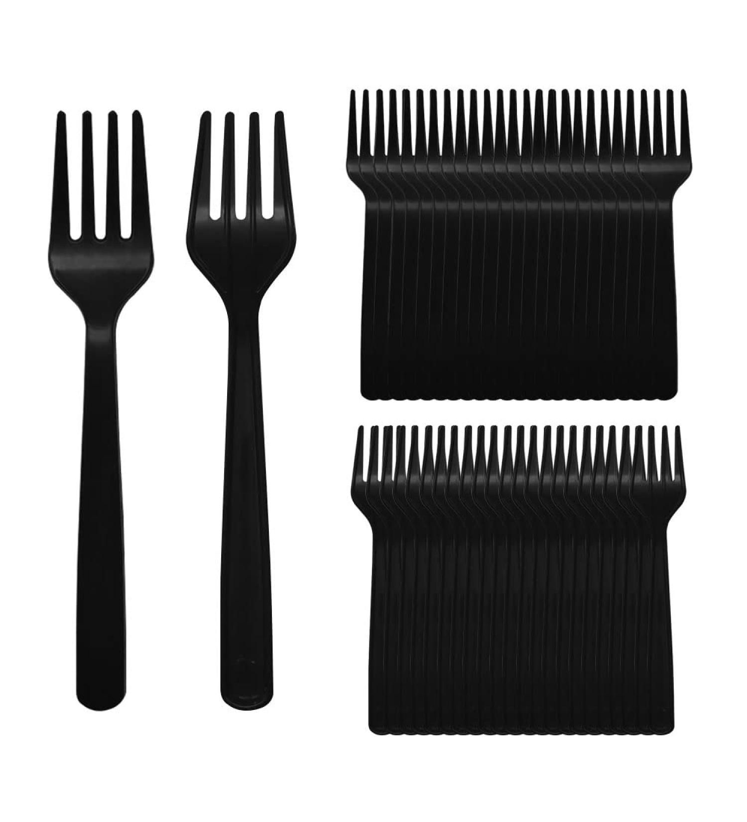 100 Pcs Black Plastic Forks Bulk 4.5 inch Length Sturdy and Durable Disposable Forks for Party Picnic Barbecue Restaurant Dinner Dessert - Buy Online on GoSupps.com