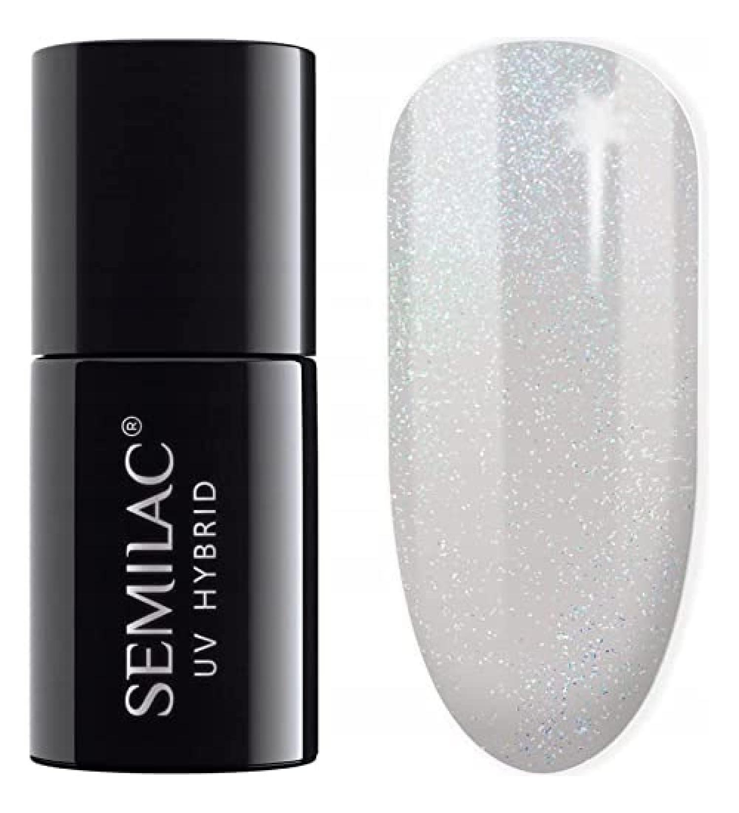 Semilac UV nail polish Hybrid 338 Cozy Gray Shimmer 7ml Collection Winter Shimmer