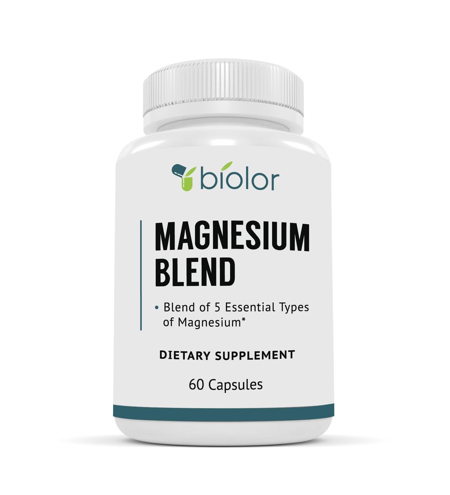 Biolor Magnesium Complex Supplement Full Spectrum Magnesium Blend Magnesium Glycinate with Malate Citrate Taurinate and Gluconate - High Absorption Magnesium Supplement Magnesium Complex Capsules - Buy Online on GoSupps.com