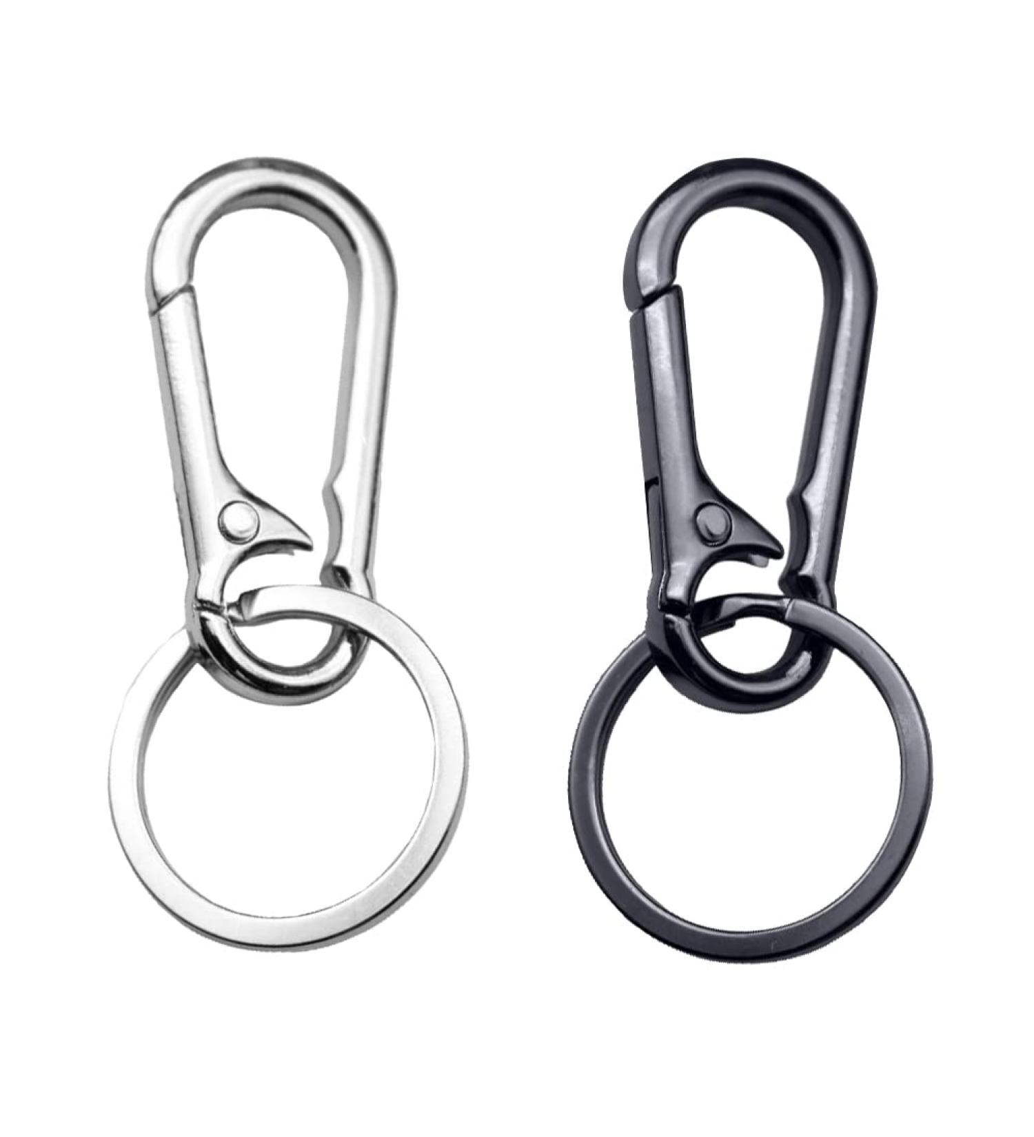 2 Pcs Metal Carabiner Keychain Clips - Silver and Black Steel - Key Organizer for Car and Keys - Buy Online on GoSupps.com