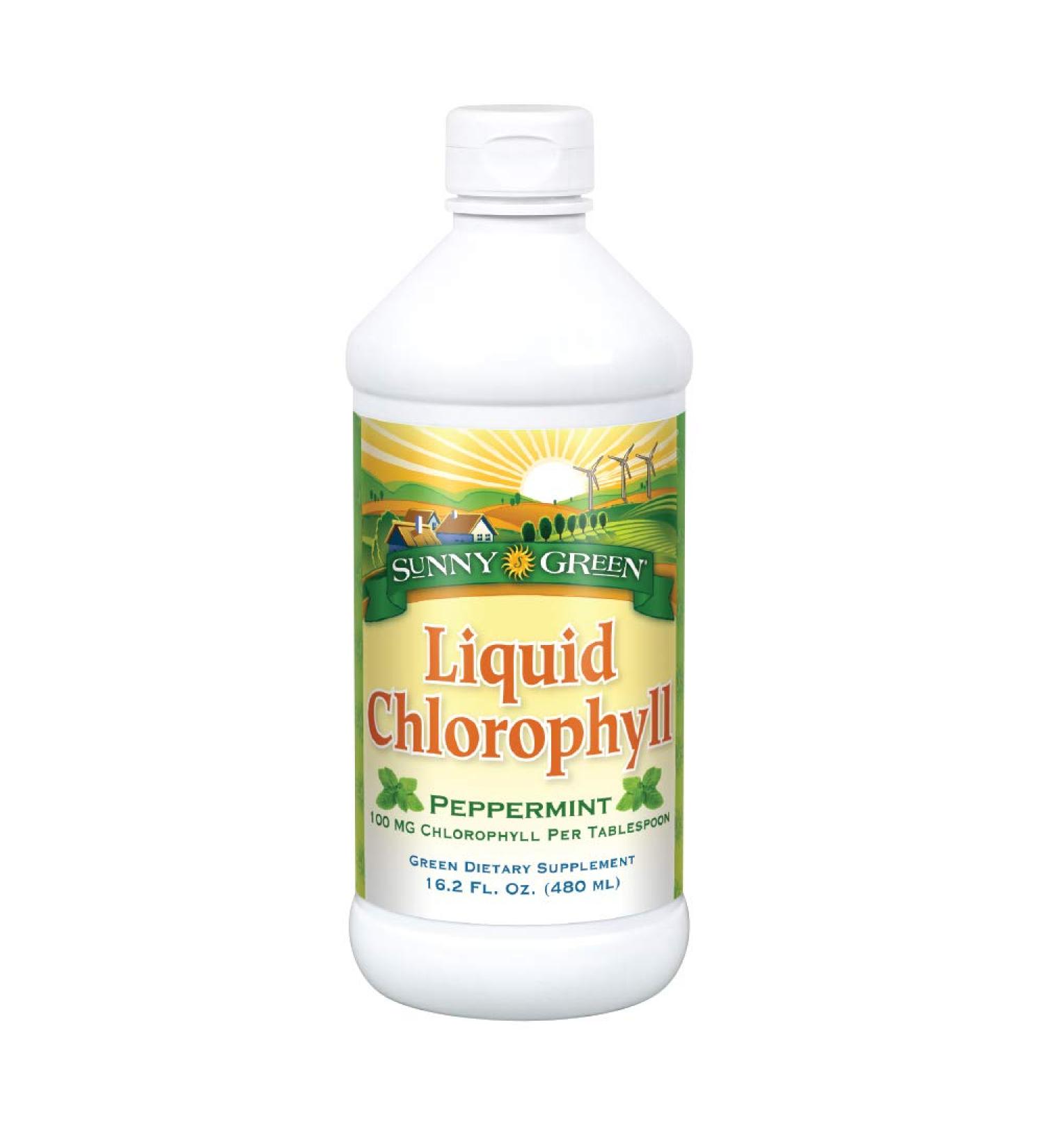 Sunny Green Liquid Chlorophyll Peppermint 100mg - 16.2 fl oz (480ml) | Natural Detox & Energy Boost - Buy Online on GoSupps.com