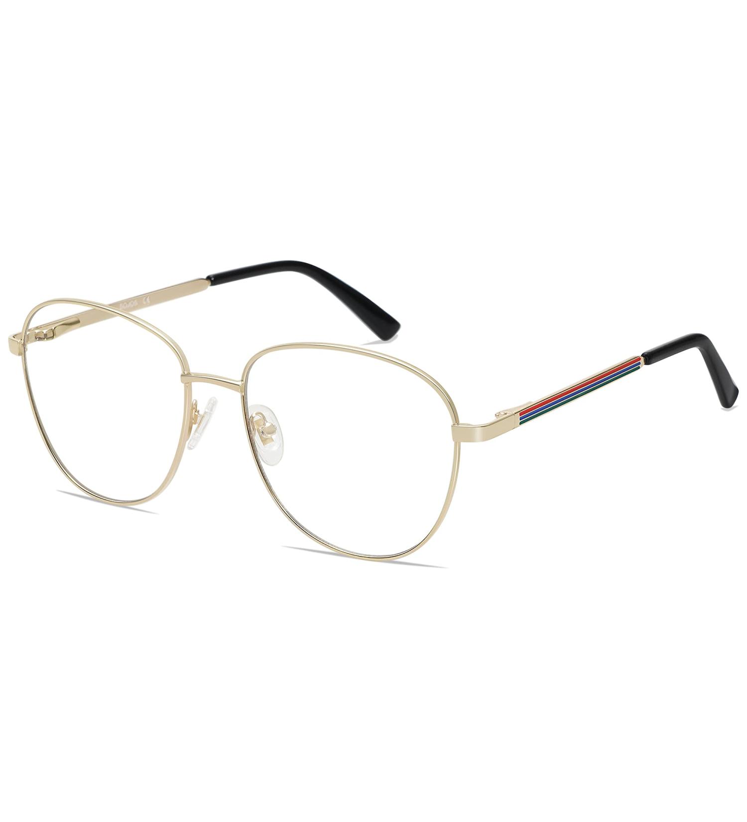 SOJOS Oversized Aviator Blue Light Blocking Glasses for Men & Women - SJ5098 Gold Metal Frame Clear Lens Eyeglasses - Buy Online on GoSupps.com