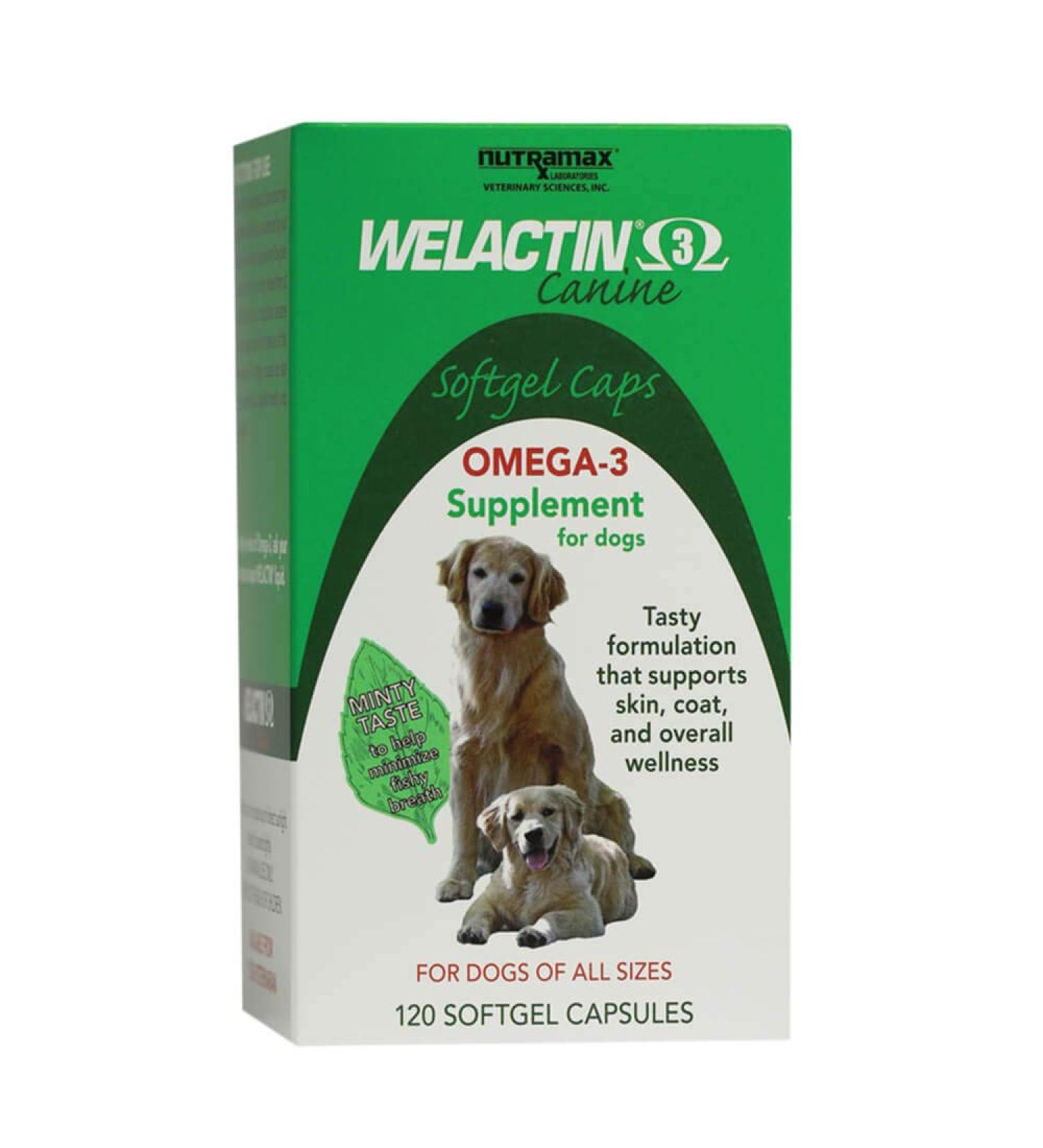 Nutramax Welactin Omega-3 Fish Oil Skin & Coat Supplement for Dogs - 120 Softgels - Buy Online on GoSupps.com