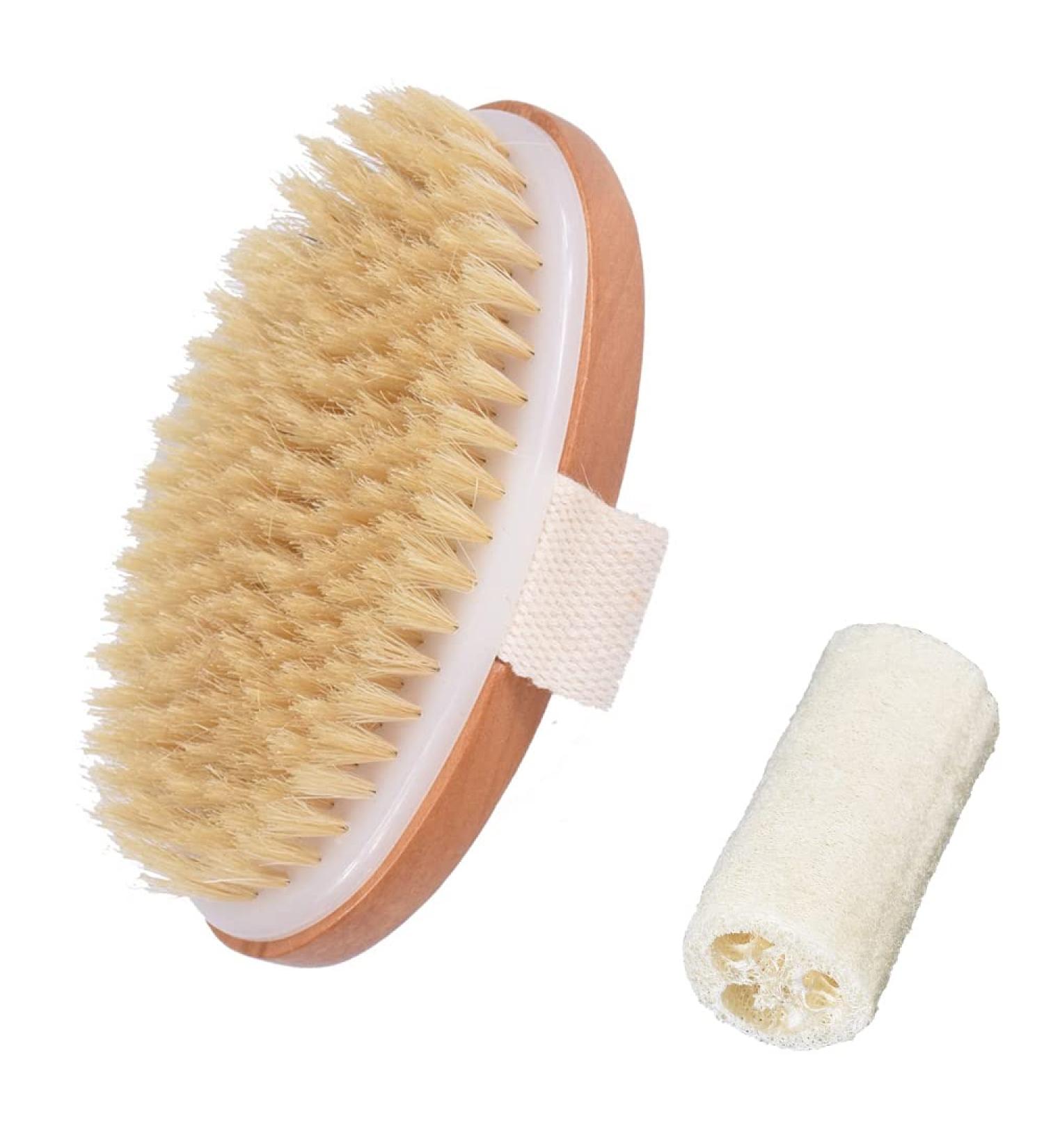 YingRen Bath Body Brush Set for Exfoliating Dry Skin - Lymphatic Drainage Massage + Natural Loofah Brush - White - Buy Online on GoSupps.com