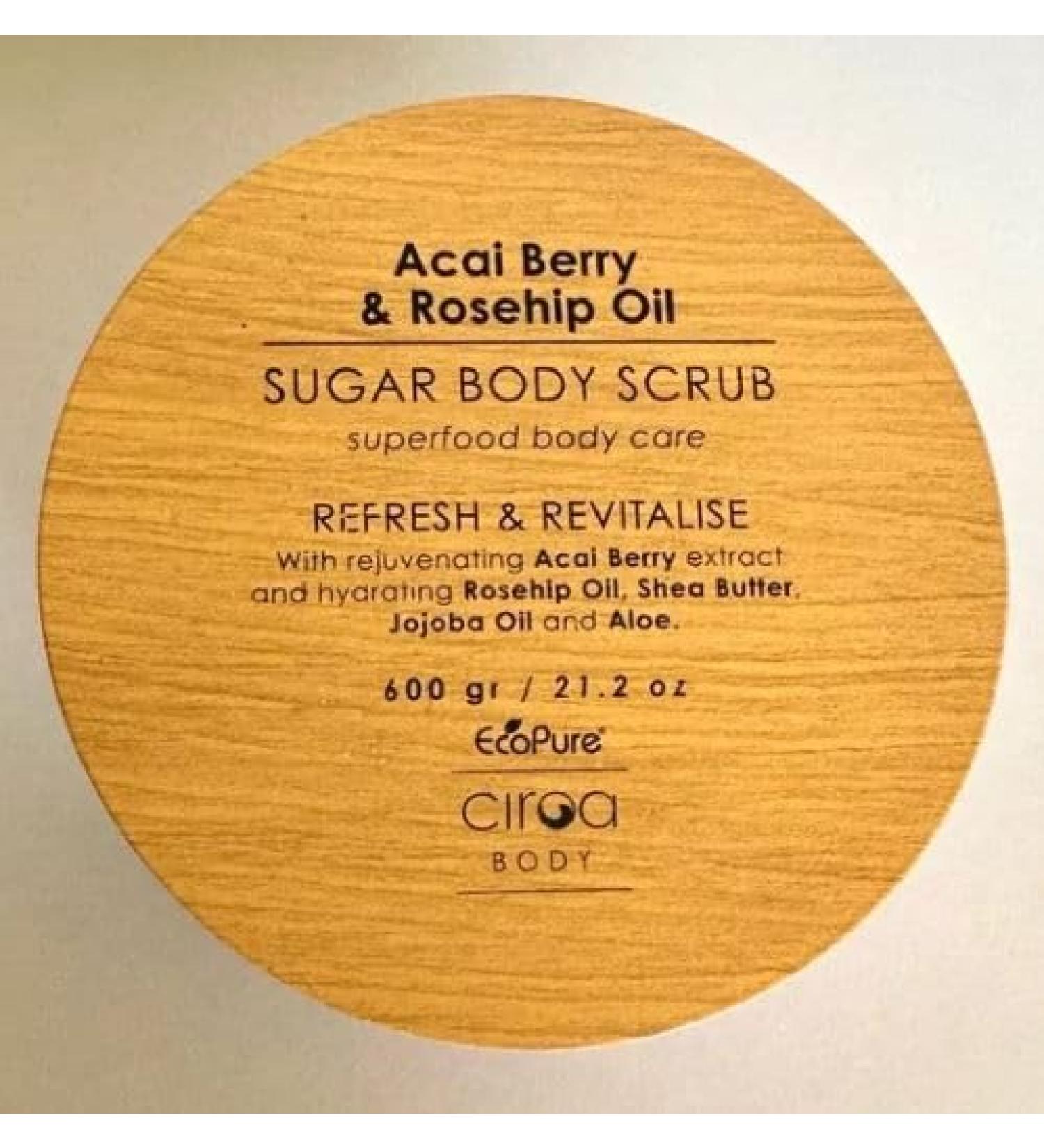 CIROA Acai Berry & Rosehip Oil Sugar Body Scrub - Refresh & Revitalize Superfood Body Care 21.2 oz - Buy Online on GoSupps.com