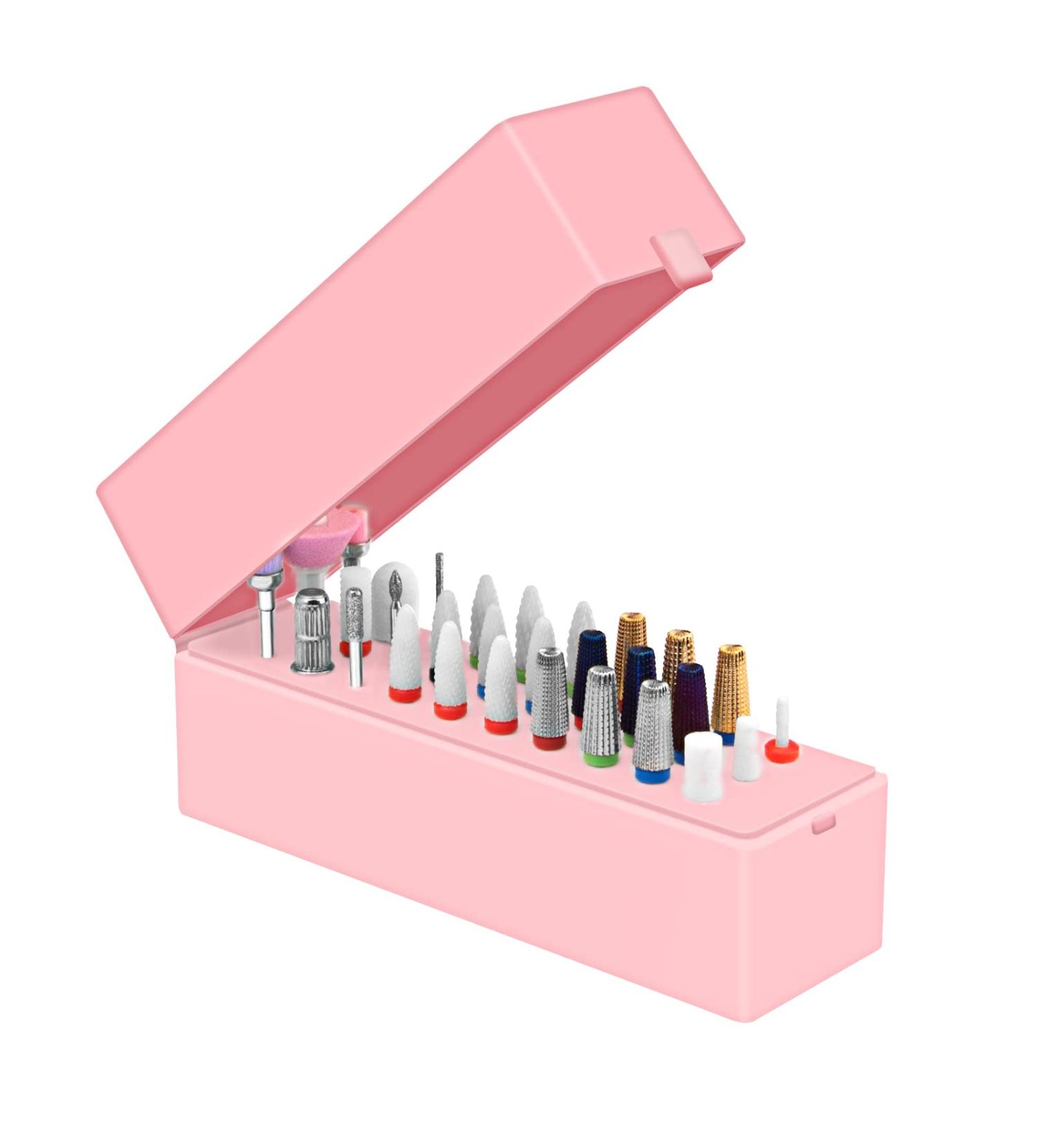 CGEB Nail Drill Bits Holder Stand Organizer - 30 Holes Manicure Tools Container (Pink) - Buy Online on GoSupps.com