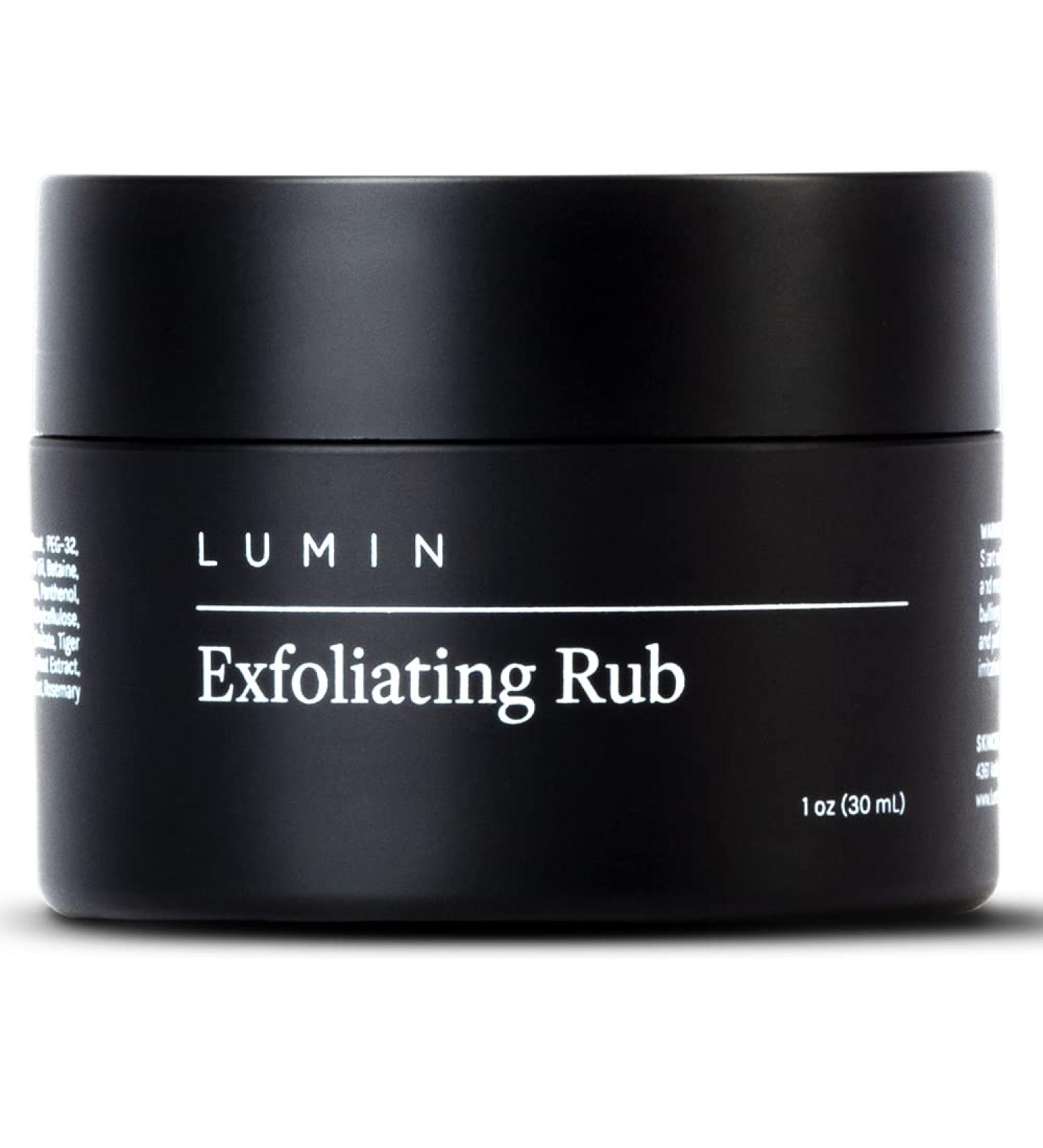 Lumin Exfoliating Rub for Men (1 oz) - Activated Charcoal Face Exfoliator for Dullness, Dryness, Dark Spots, Blackheads & Shaving Irritation - Buy Online on GoSupps.com
