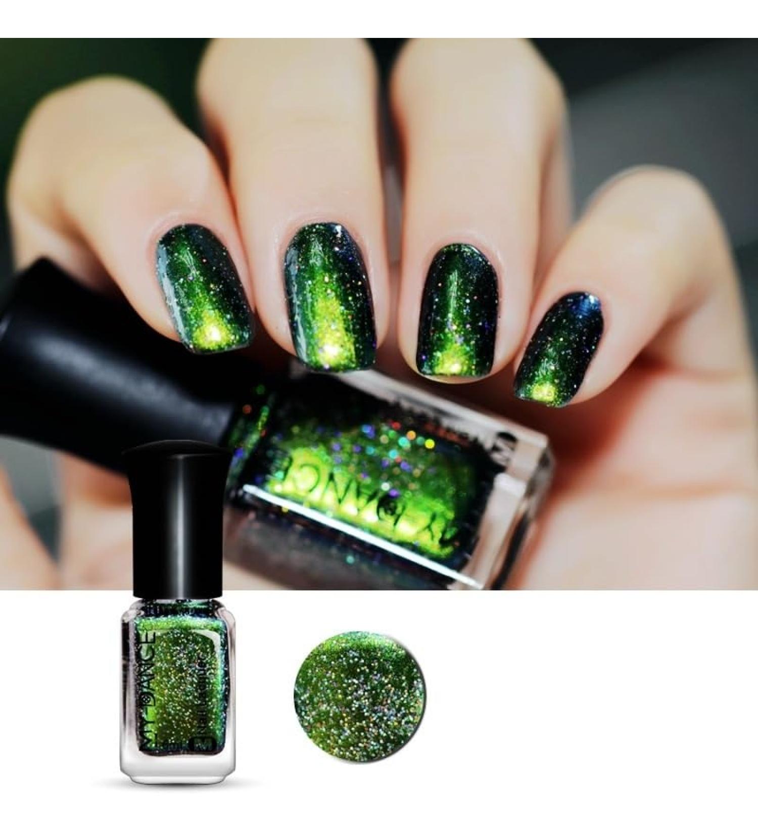Chameleon Nail Polish Green Color Shifting Galaxy Glossy Holographic Gel Nail Polish Glitter Fast Dry Polish High Shine Finish Glossy Halo Manicure Set for Home Salon - Buy Online on GoSupps.com