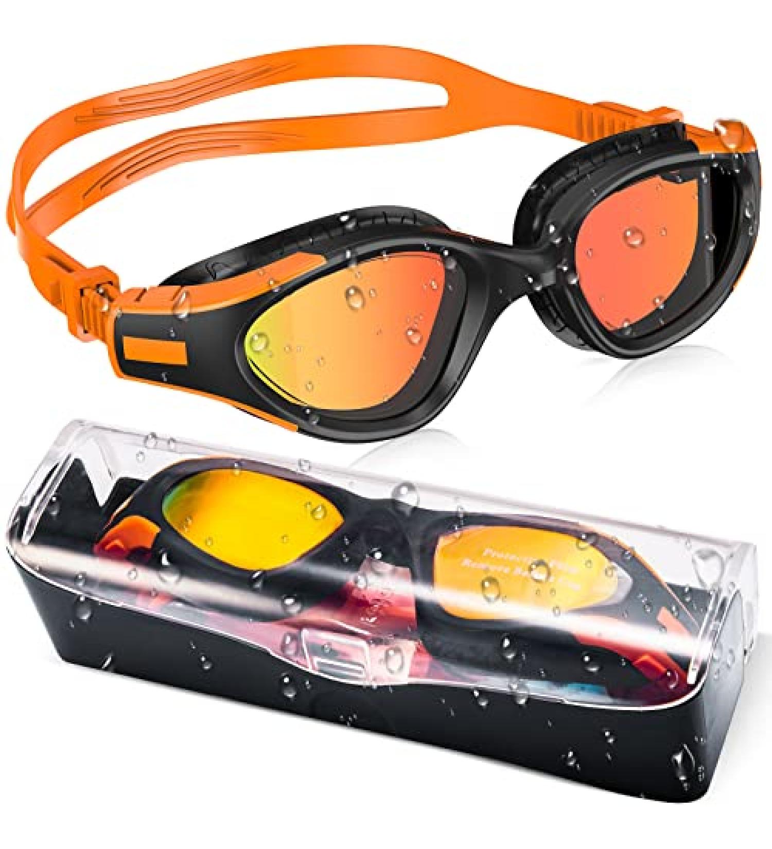 SwimStars Adult Swim Goggles - Anti-Fog UV Protection, No Leaking, Orange/Black Mirrored Lens for Pool & Open Water Swimming - Buy Online on GoSupps.com