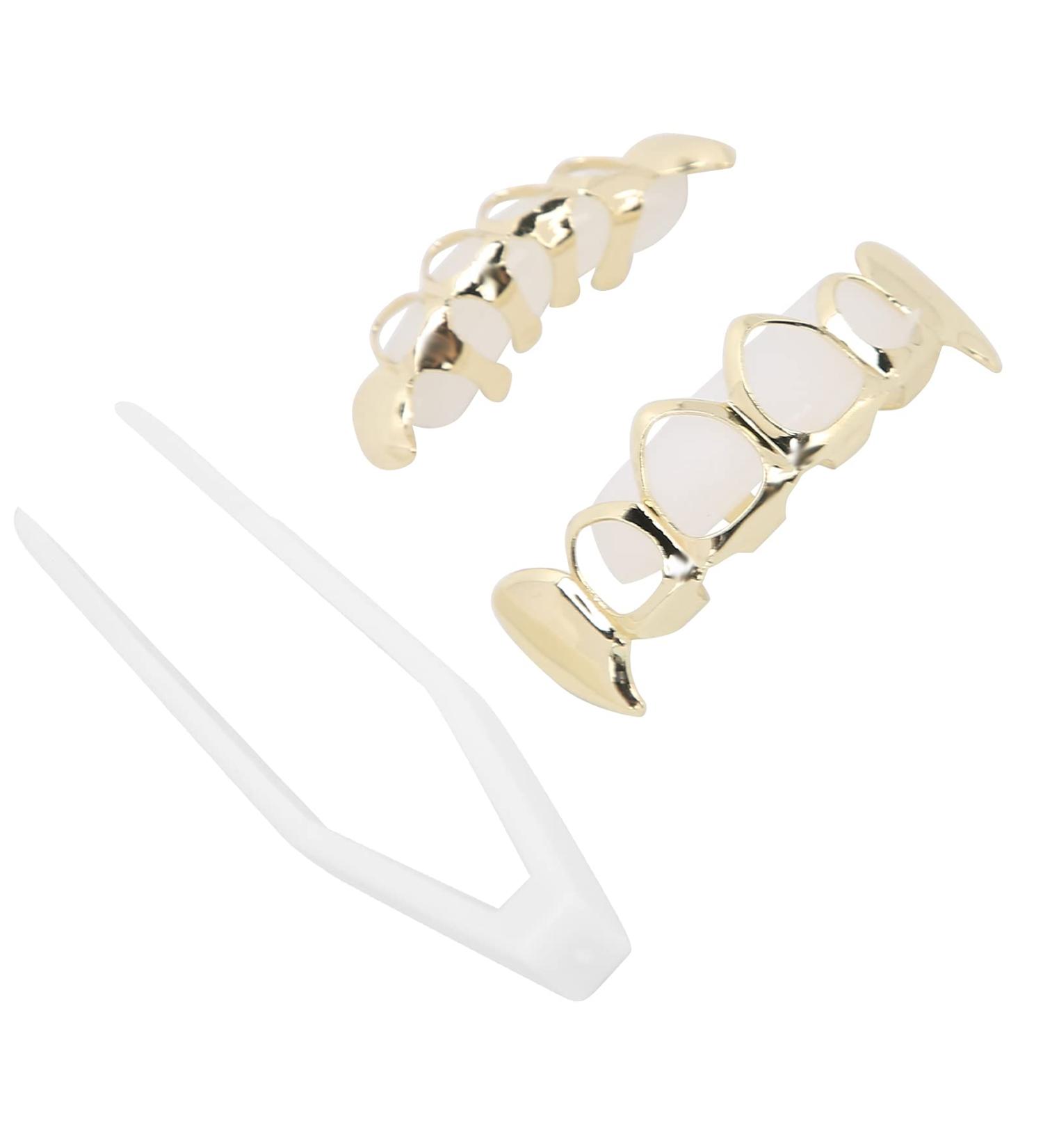 Hollow Plating Teeth Brace Fashionable Metal Teeth Decoration Jewelry for Party Suitable for Halloween Parties (Gold) - Buy Online on GoSupps.com