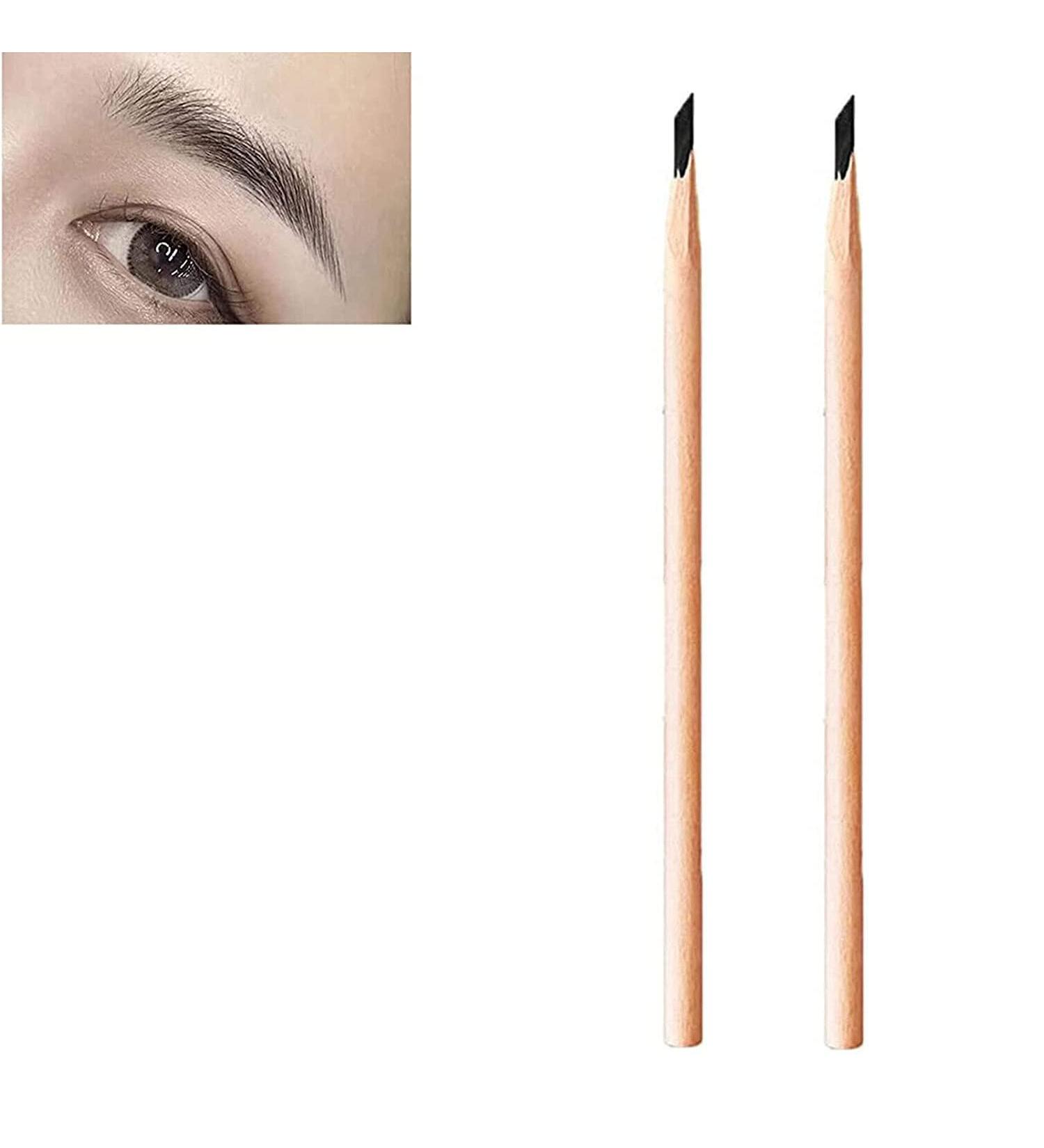 Waterproof Wooden Eyebrow Pencil Waterproof Eyebrows Pencil Wooden Eyebrow Pencil Wooden Eyebrow Pencil for Women (2PCS-Black) - Buy Online on GoSupps.com