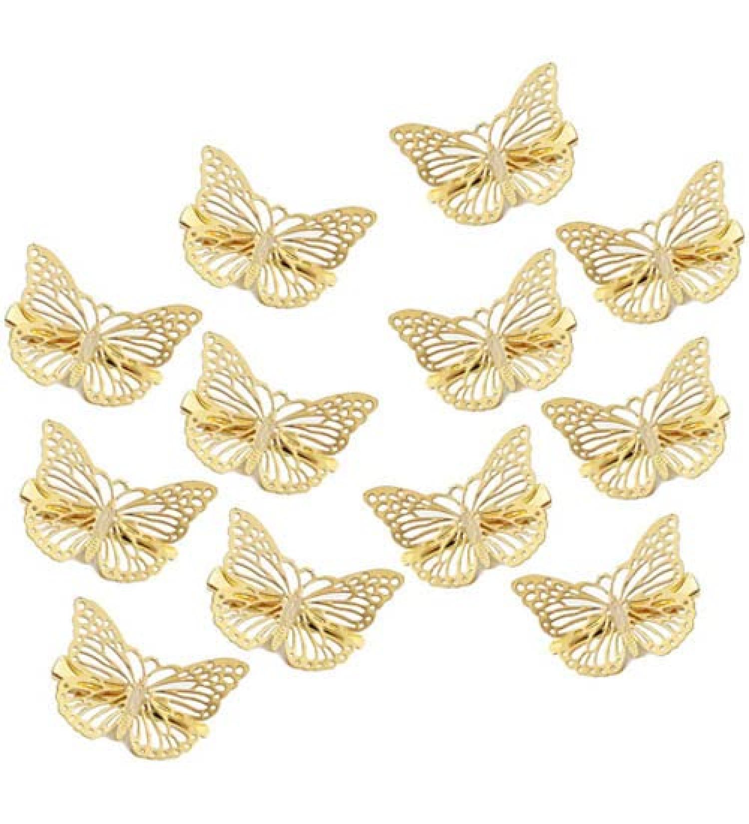 Buy 12 Cute Metal Butterfly Hair Clips - Gold Hollow Accessories for Women & Girls - Perfect for Weddings - Buy Online on GoSupps.com