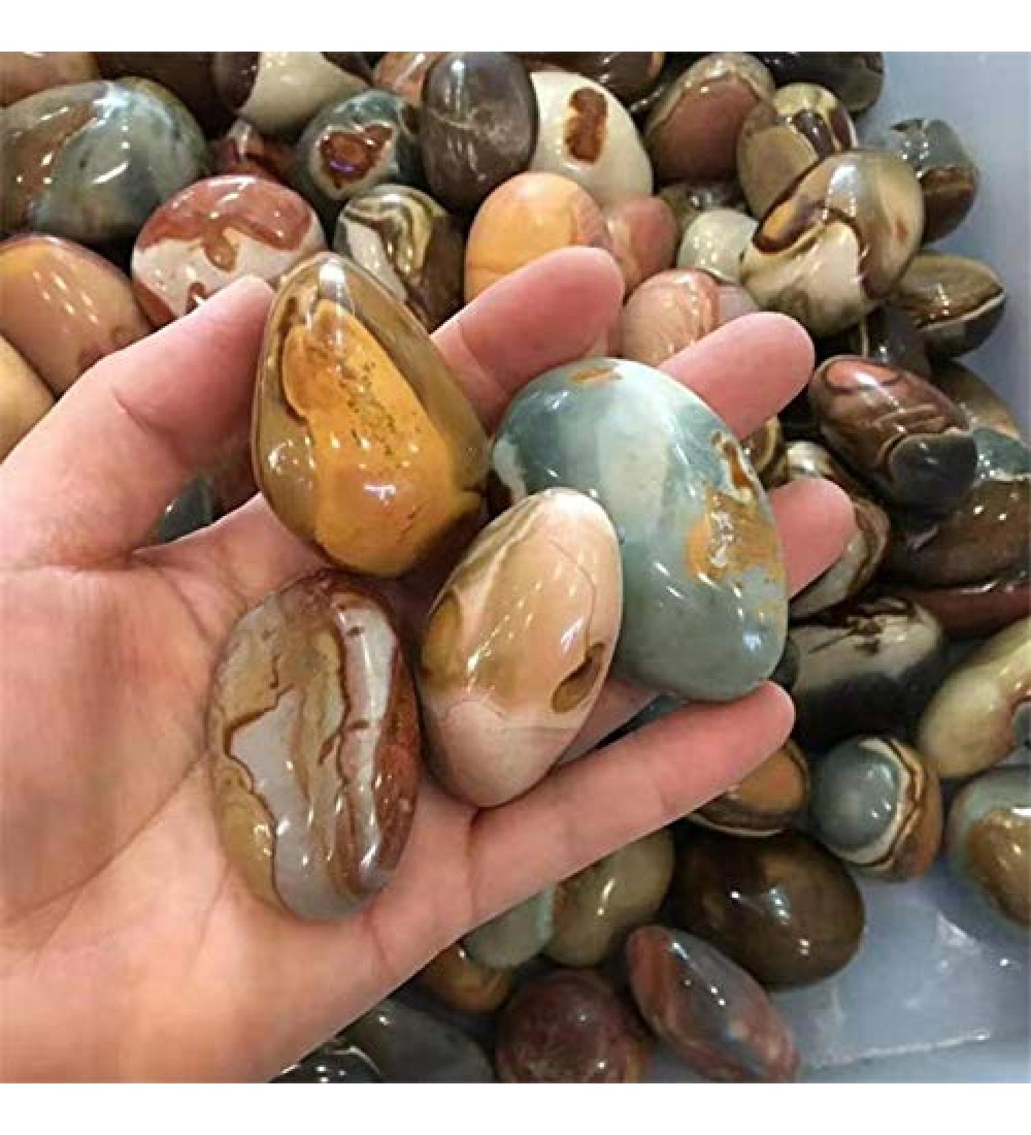 3pc Natural Minerals Ocean Jasper Palm Size Tumbled Stones for Decoration - Buy Online on GoSupps.com