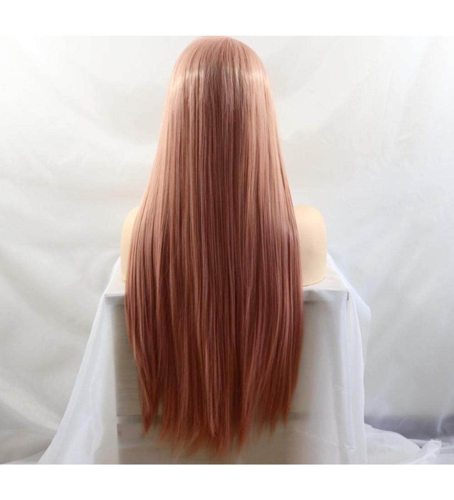 BGHJUE Pink Straight Synthetic Lace Front Wig for Black Women - Soft Heat Resistant African Hair - Buy Online on GoSupps.com