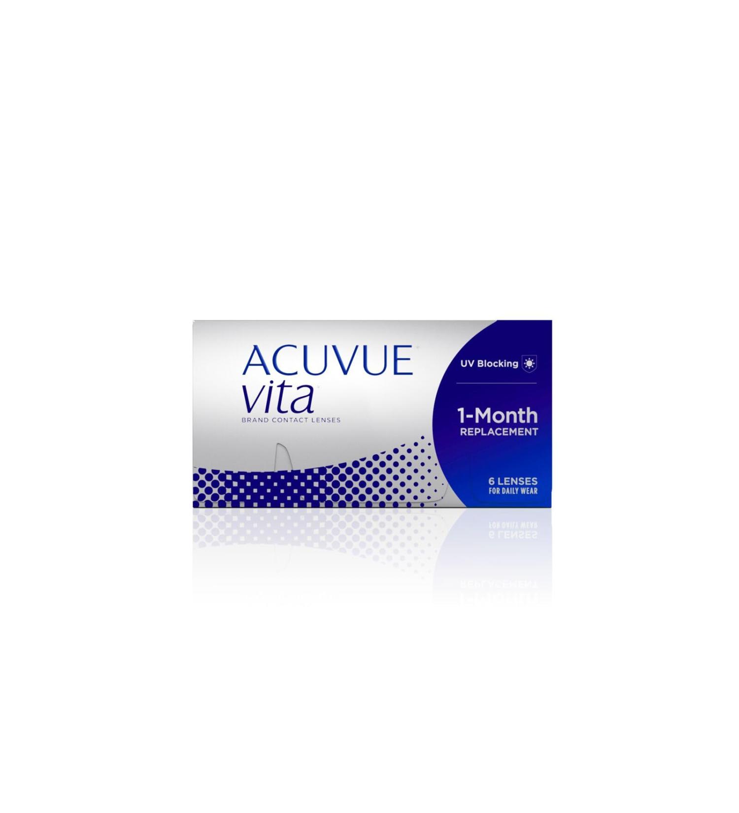 ACUVUE VITA monthly contact lenses with comfortable wearing -all the month --10 DPT & BC 8.8 -with UV protection & consistently high moisture content -6 lenses -10.0 diopters 8.8 millimeters 6