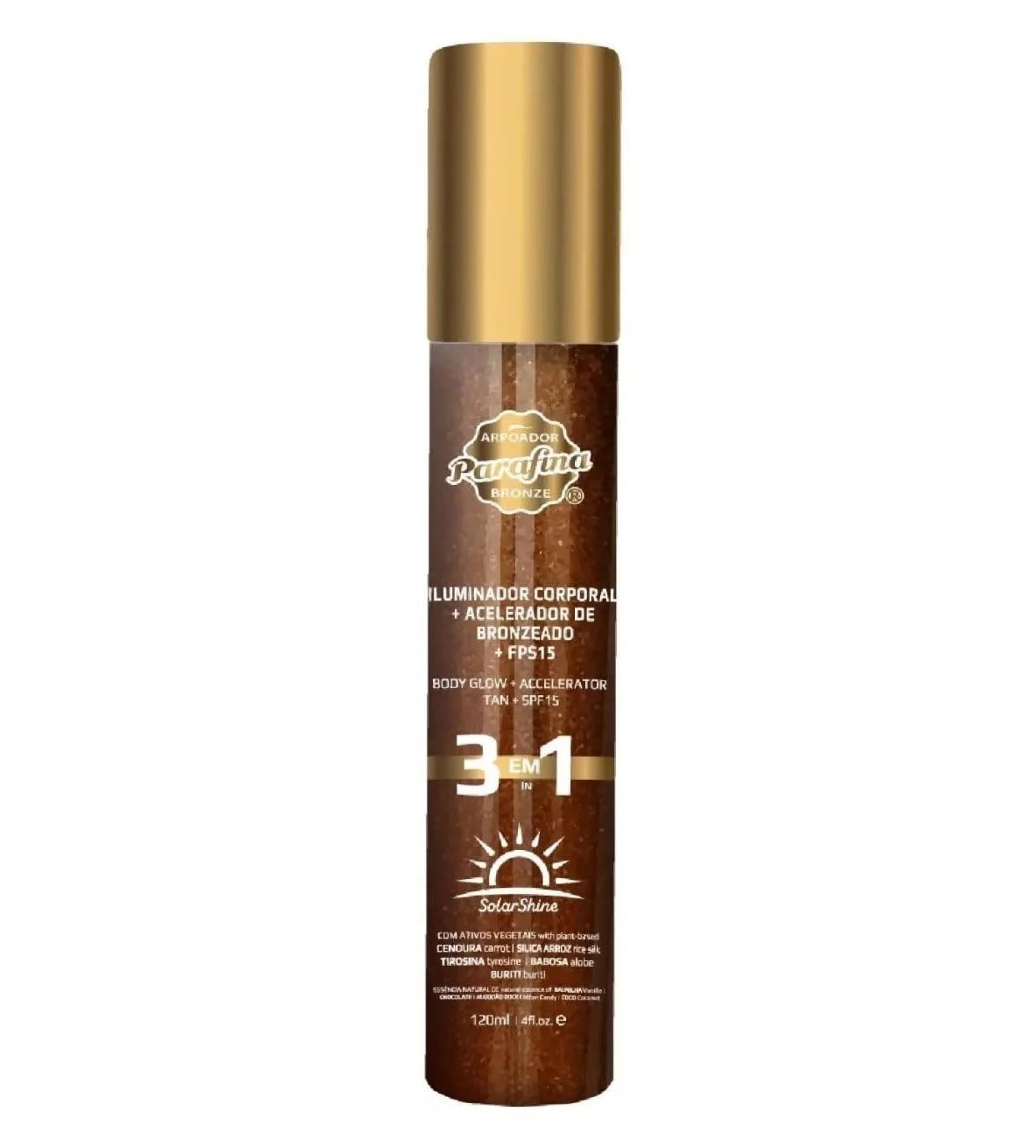 Parafina Bronze 3 x 1 Illuminator Tanning Accelerator 120ml Brazilian Glow & Shine Body Oil