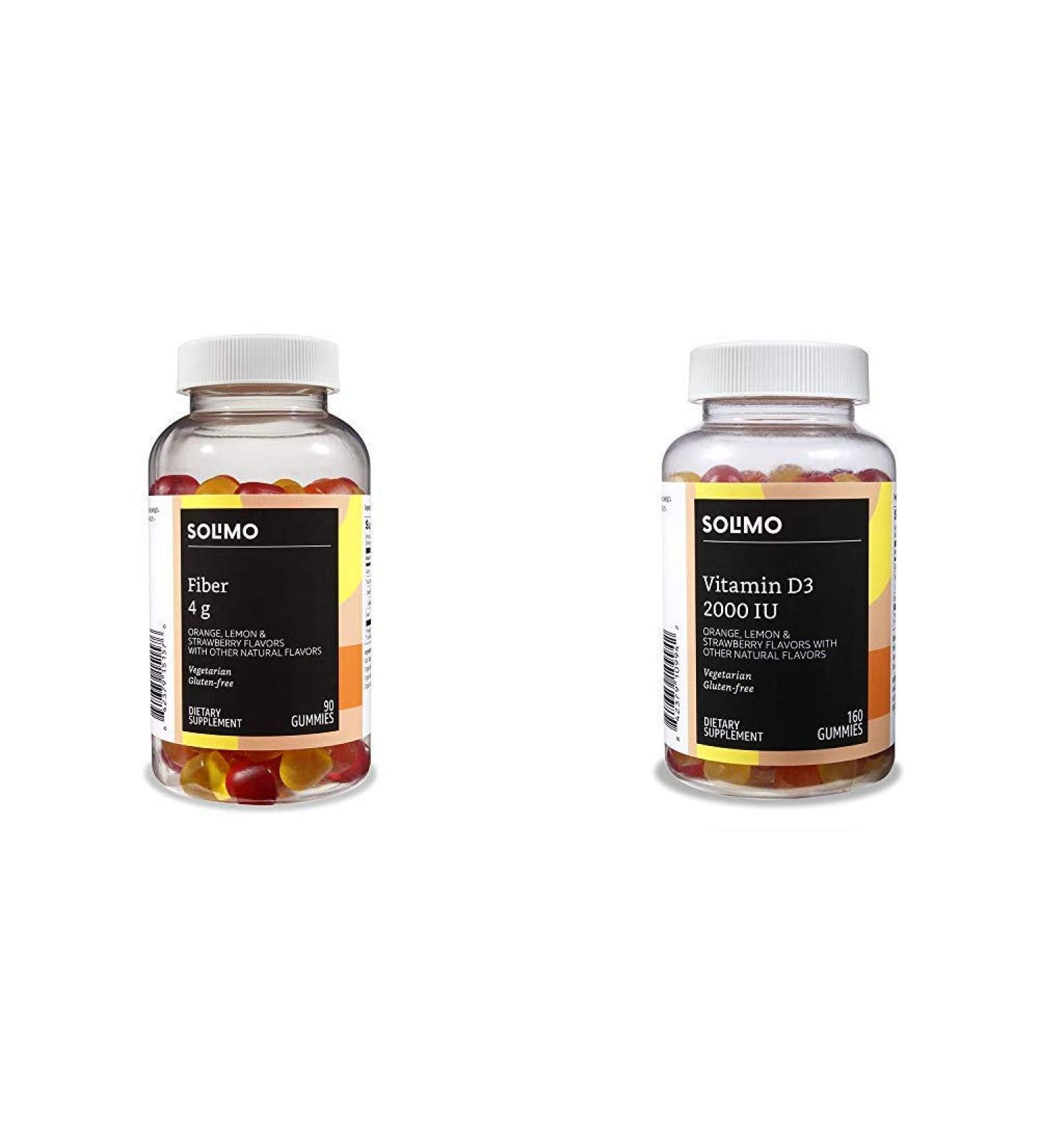 Solimo Fiber 4g & Vitamin D3 2000 IU Gummies - Pack of 90 and 160, 2 Gummies per Serving - Buy Online on GoSupps.com