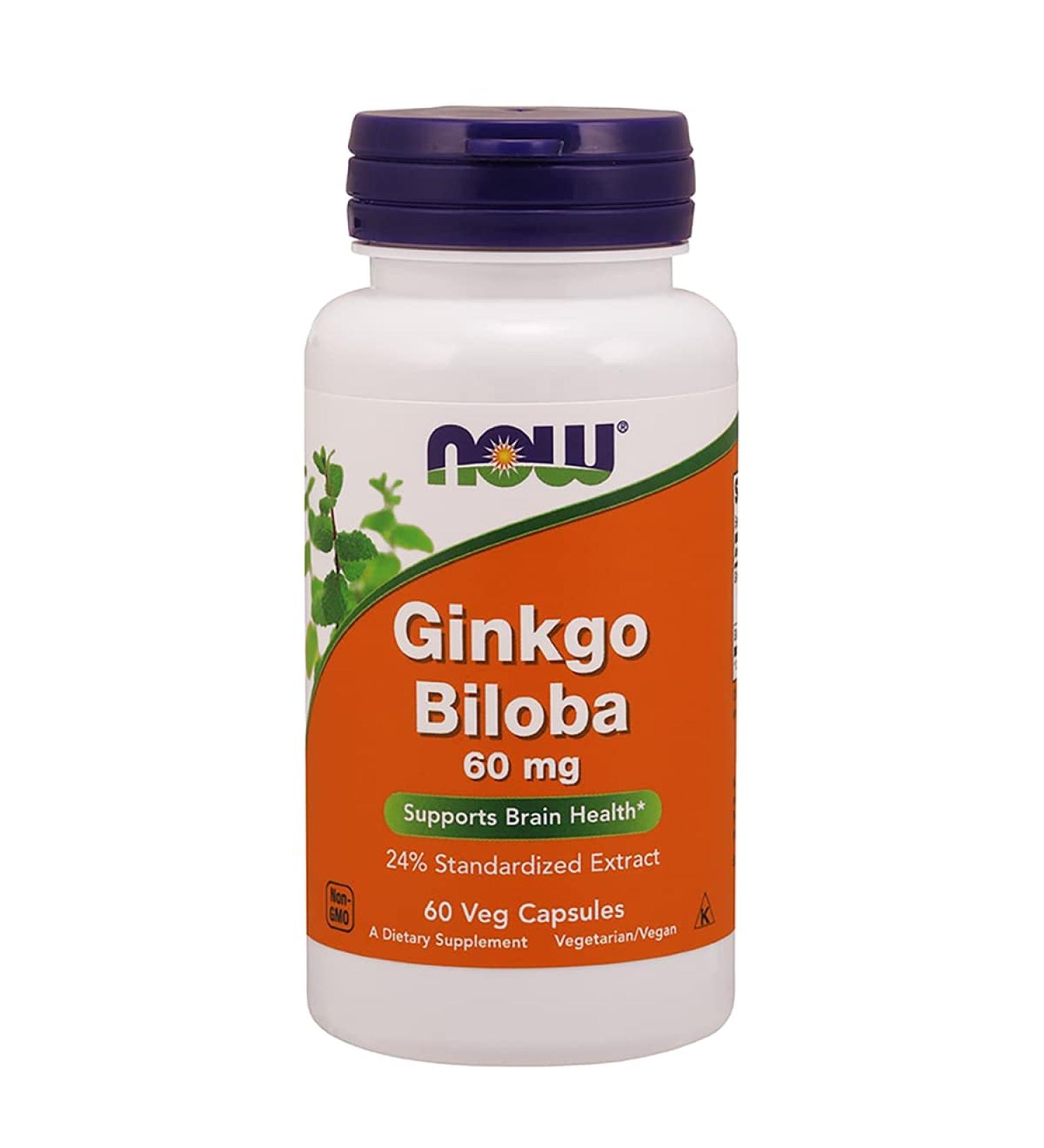 Now Foods Ginkgo Biloba 60mg 60 Vcaps - Buy Online on GoSupps.com