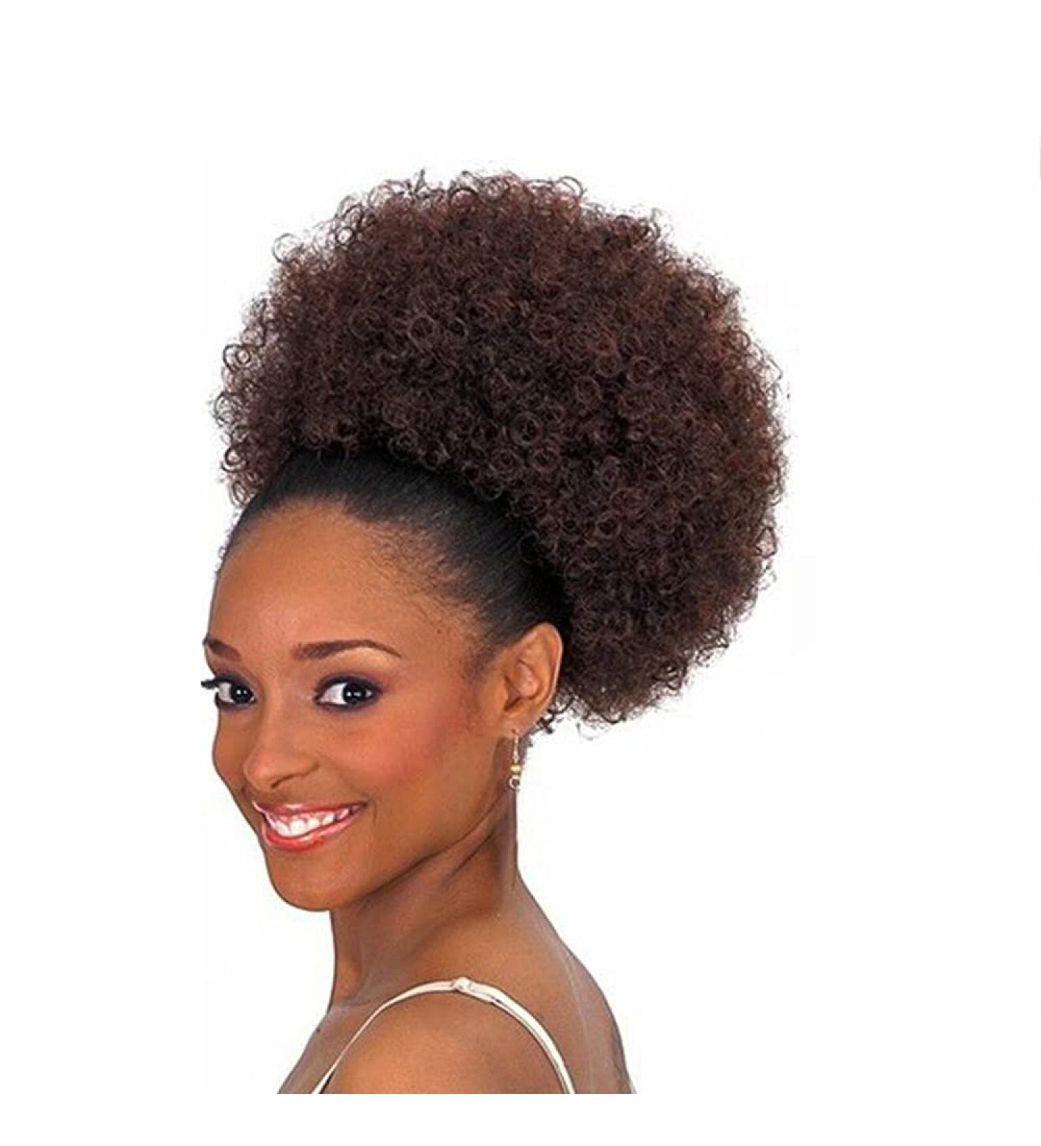 8 Inch Afro Puff Synthetic Hair Bun - Kinky Curly Drawstring Ponytail Clip Extensions for Women - Color 33 - Buy Online on GoSupps.com