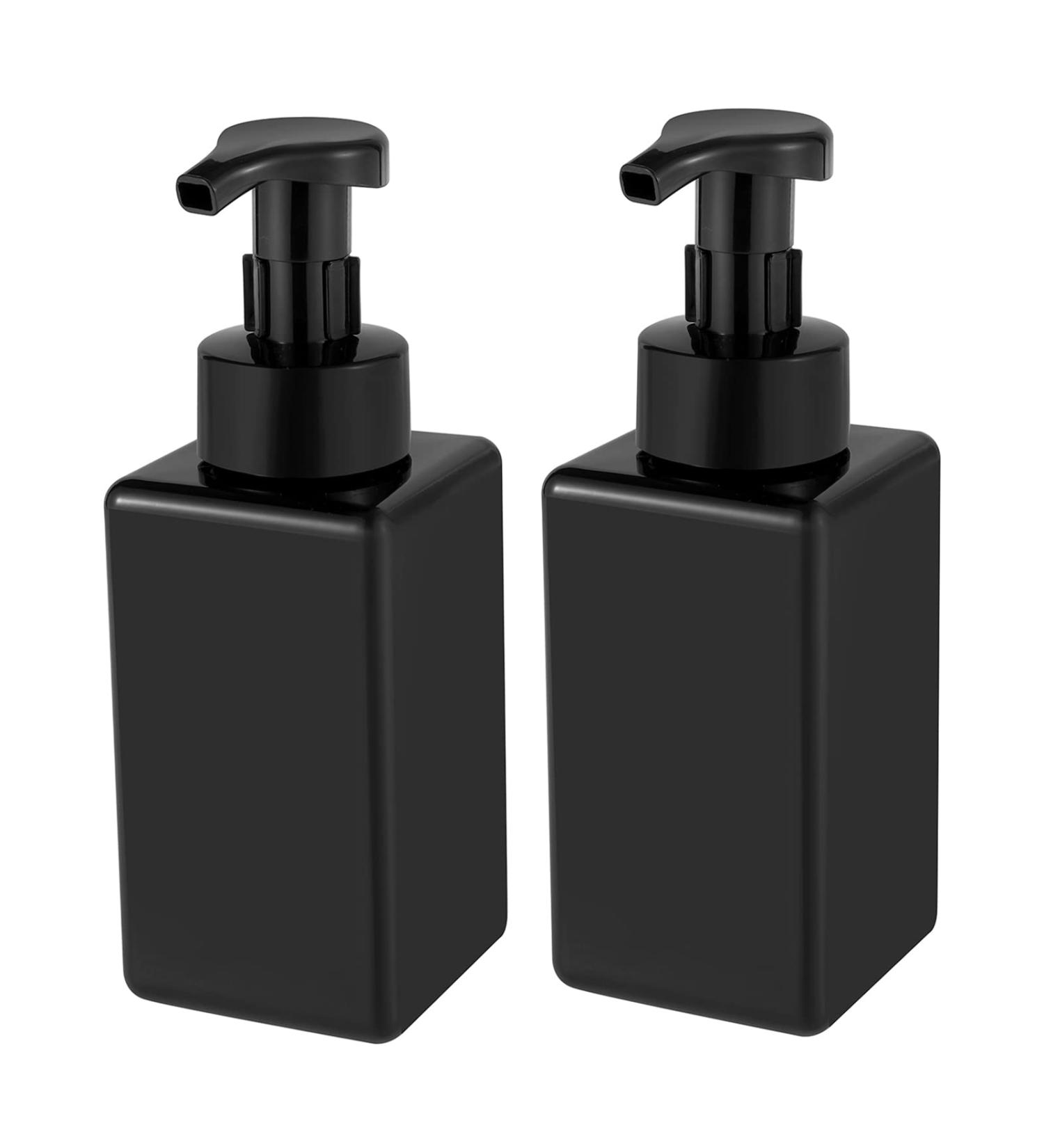 UUJOLY Foaming Soap Dispenser 15oz - 2 Pack Black Refillable Pump Bottles for Liquid Soap, Shampoo, Body Wash - Buy Online on GoSupps.com