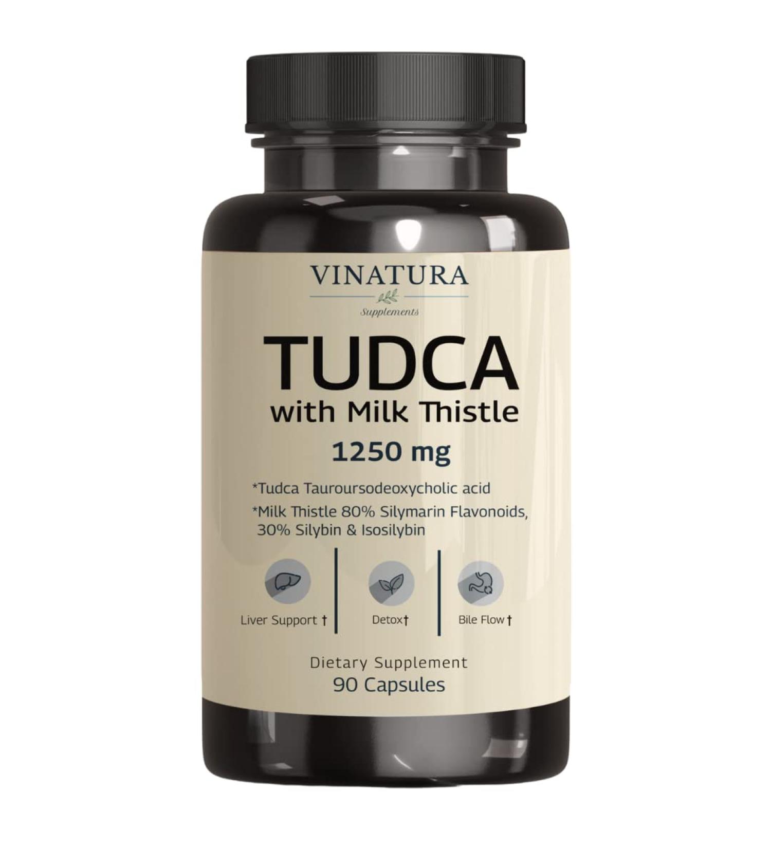 VINATURA Tudca Milk Thistle 1250mg - Liver & Gallbladder Support - USA Made - 90 Capsules - Buy Online on GoSupps.com