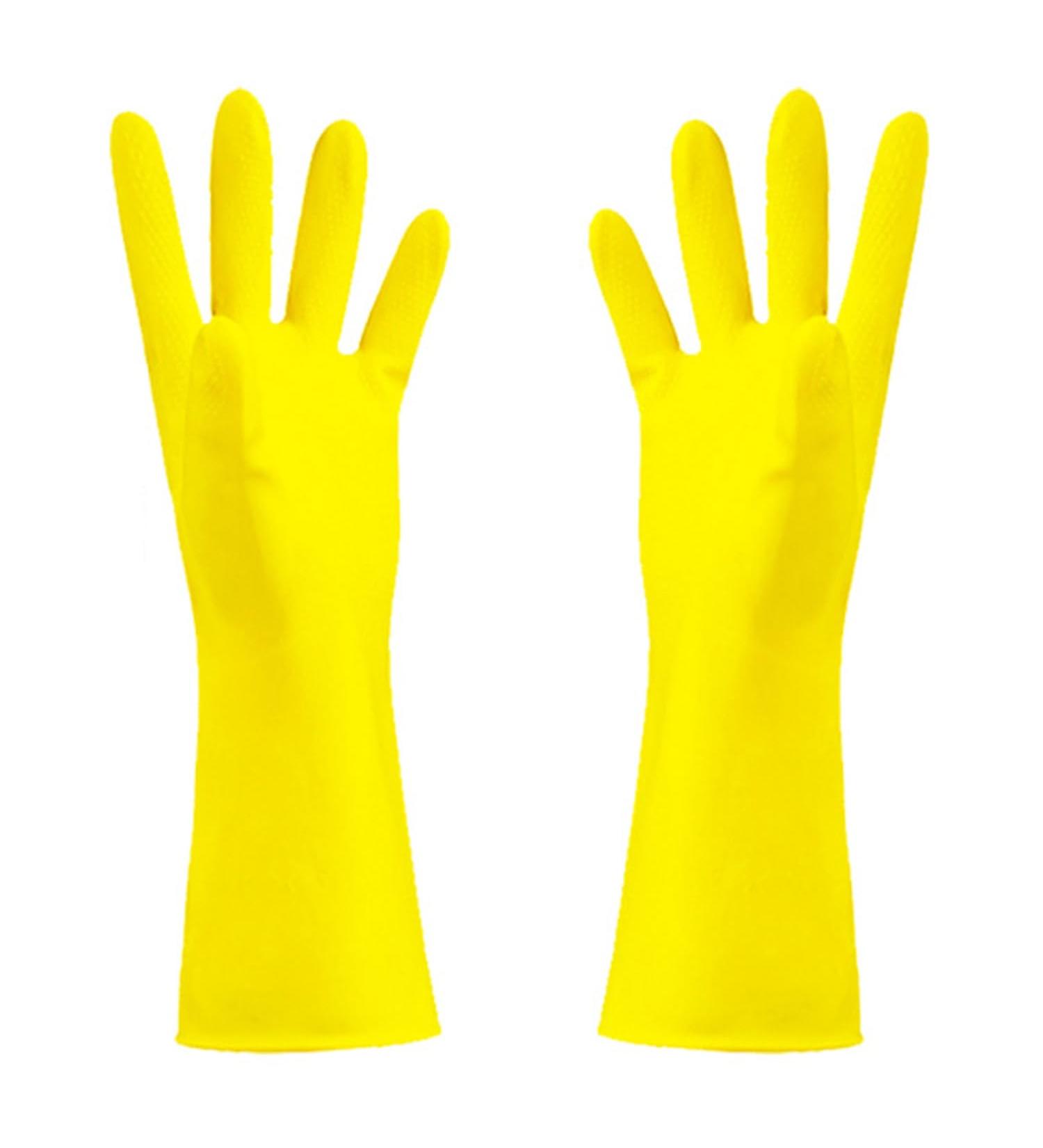 3 Pairs Rubber Gloves Thickening Cleaning Gloves Reusable Dishwashing Gloves Yellow Waterproof Gloves for Household - Buy Online on GoSupps.com