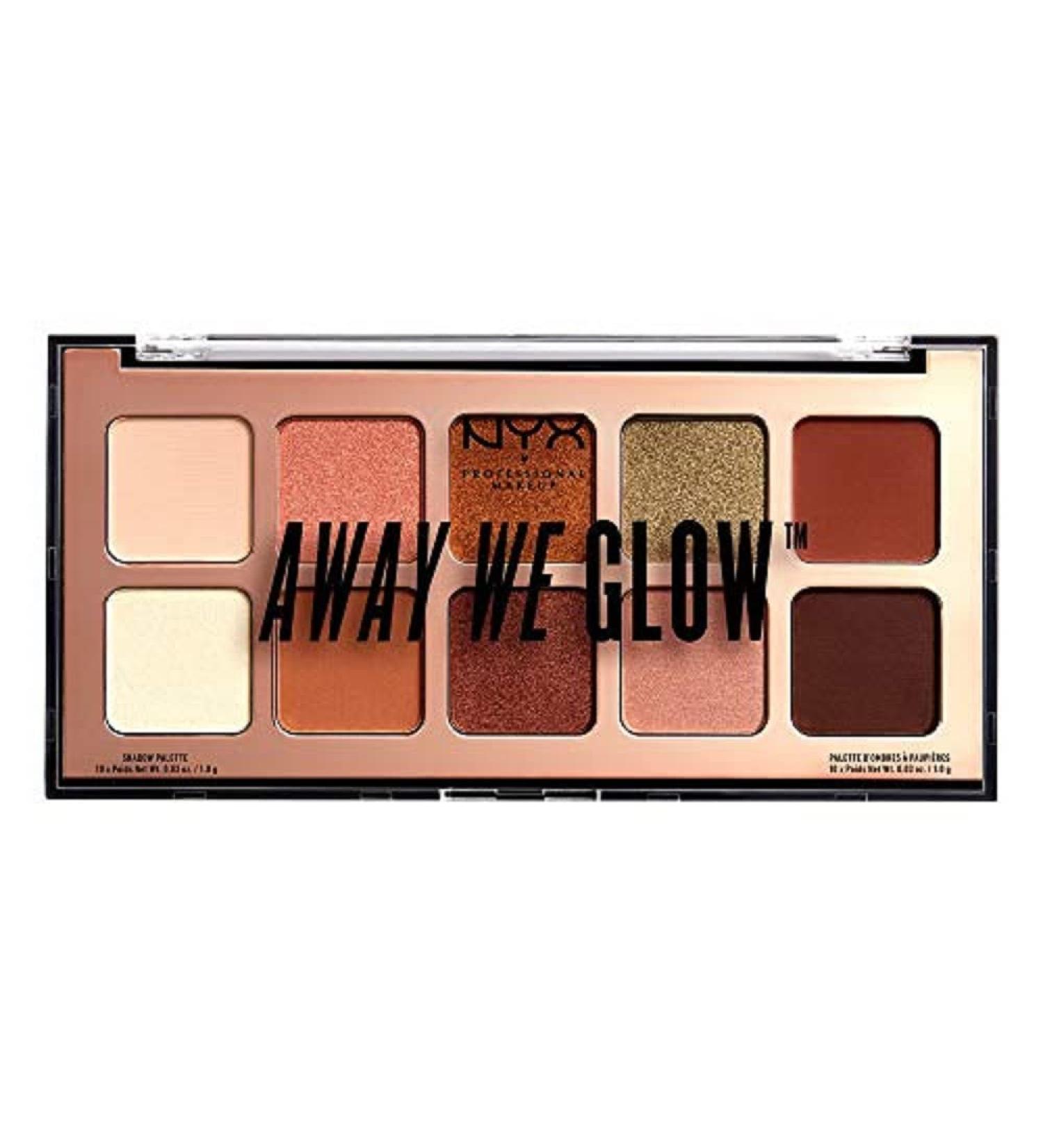 NYX Professional Makeup Away We Glow Shadow Palette - High -quality eyeshadow palette 10 intensive colors high covering power 10x 1 0G Hooked on Glow 02