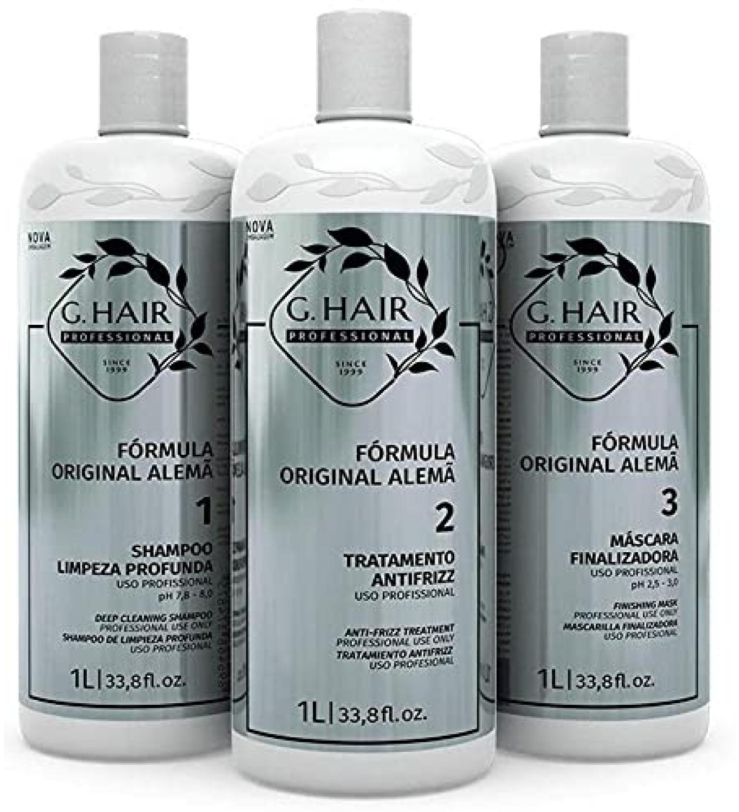 G.HAIR Original Formula Smoothing Keratin Treatment Kit (3 Steps) 33.8oz / 1L
